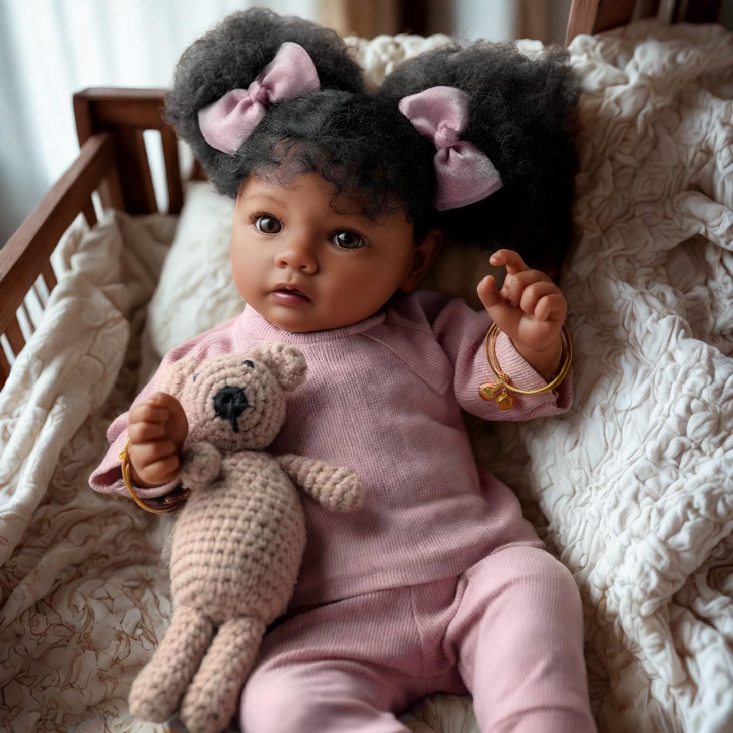 BABESIDE Lifelike Reborn Baby Doll – 20-Inch Black Girl, Soft Body