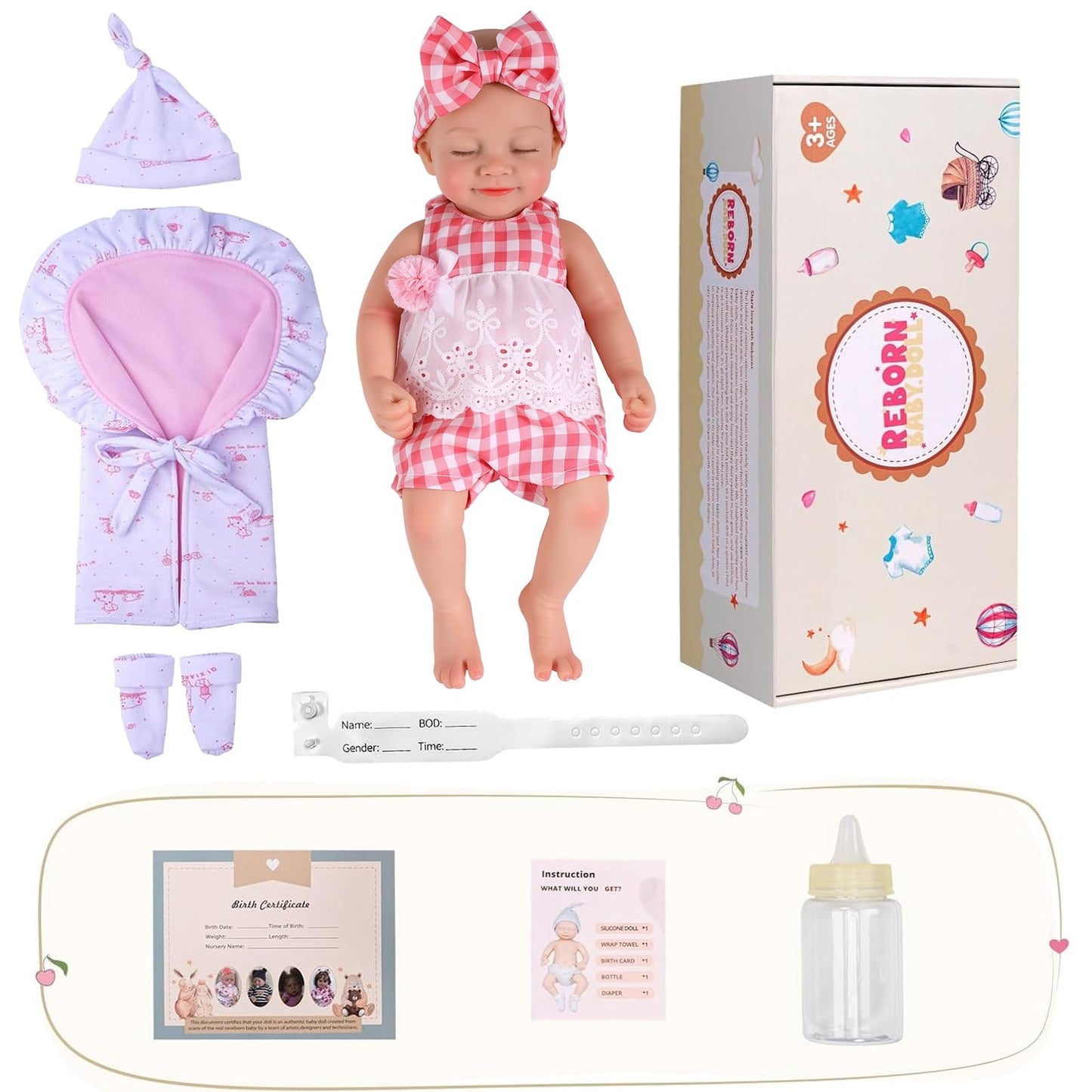 BABESIDE 12in Silicone Baby Doll – Realistic Full-Body Reborn with Feeding Kit