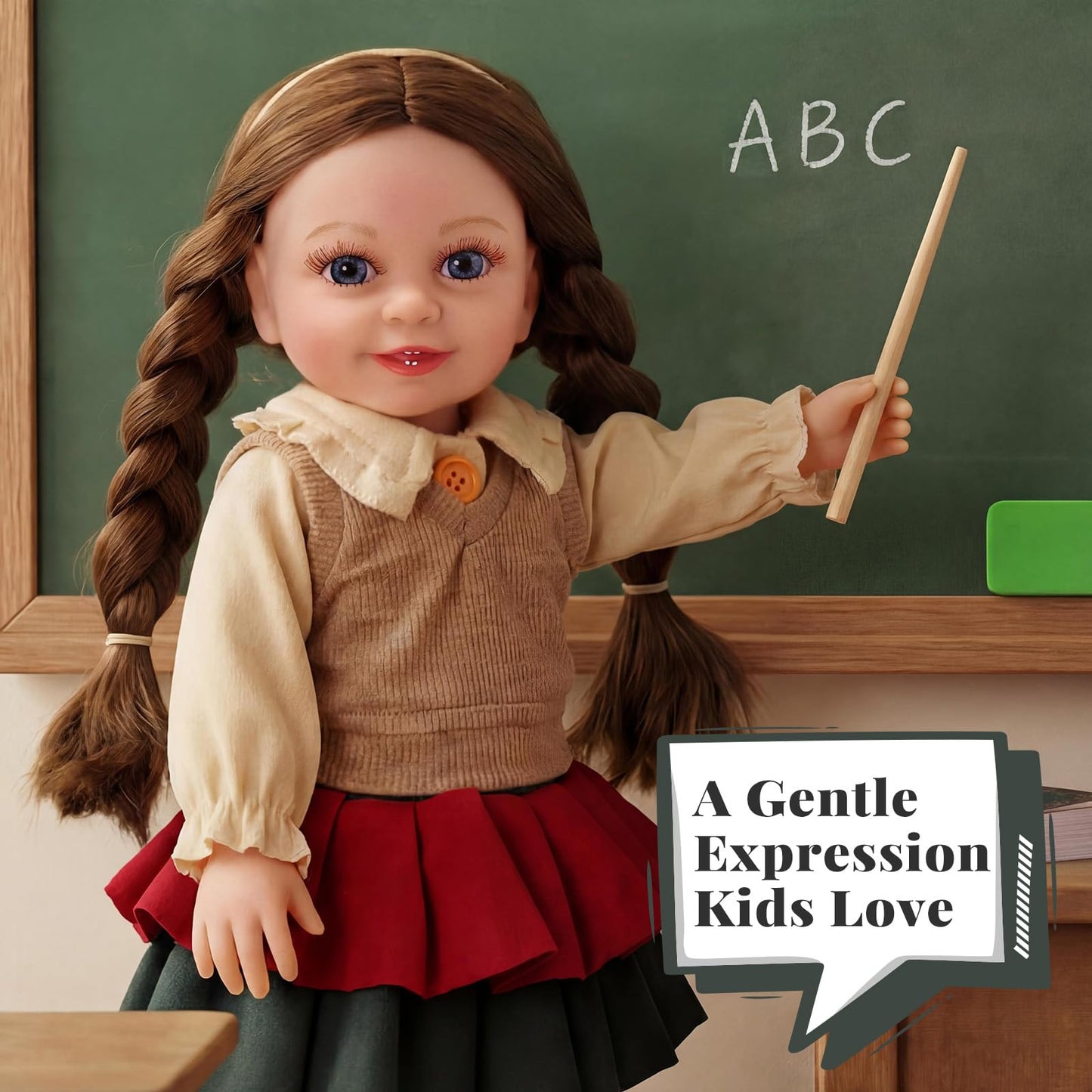 BABESIDE American Realistic 16-Inch Teacher Doll with Classroom Accessories