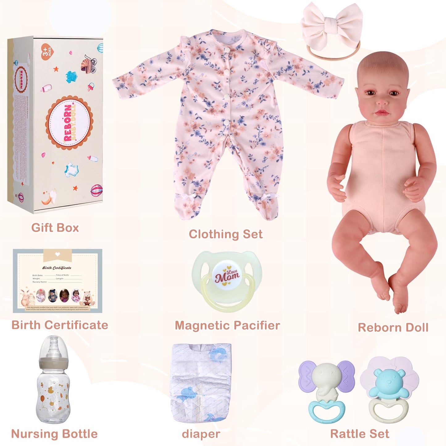 BABESIDE Reborn Baby Dolls - 20-Inch Soft Vinyl Realistic Baby Doll with Complete Accessories