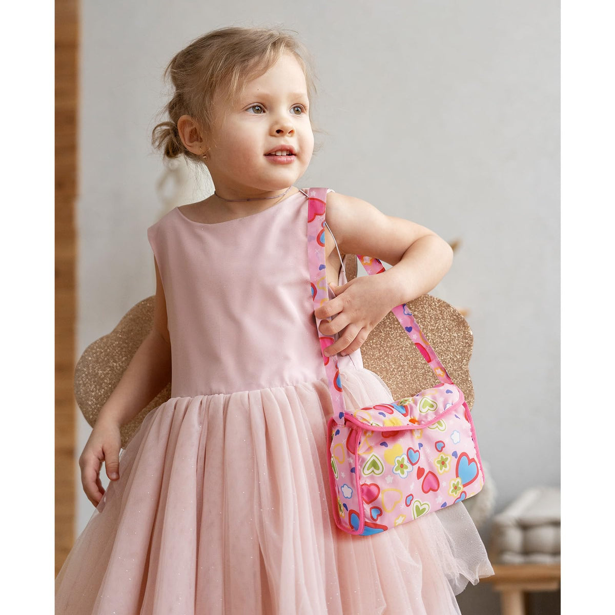 BABESIDE 5 Pcs Baby Doll Diaper Bag Set with Magic Bottles for 12-16 Inch Dolls