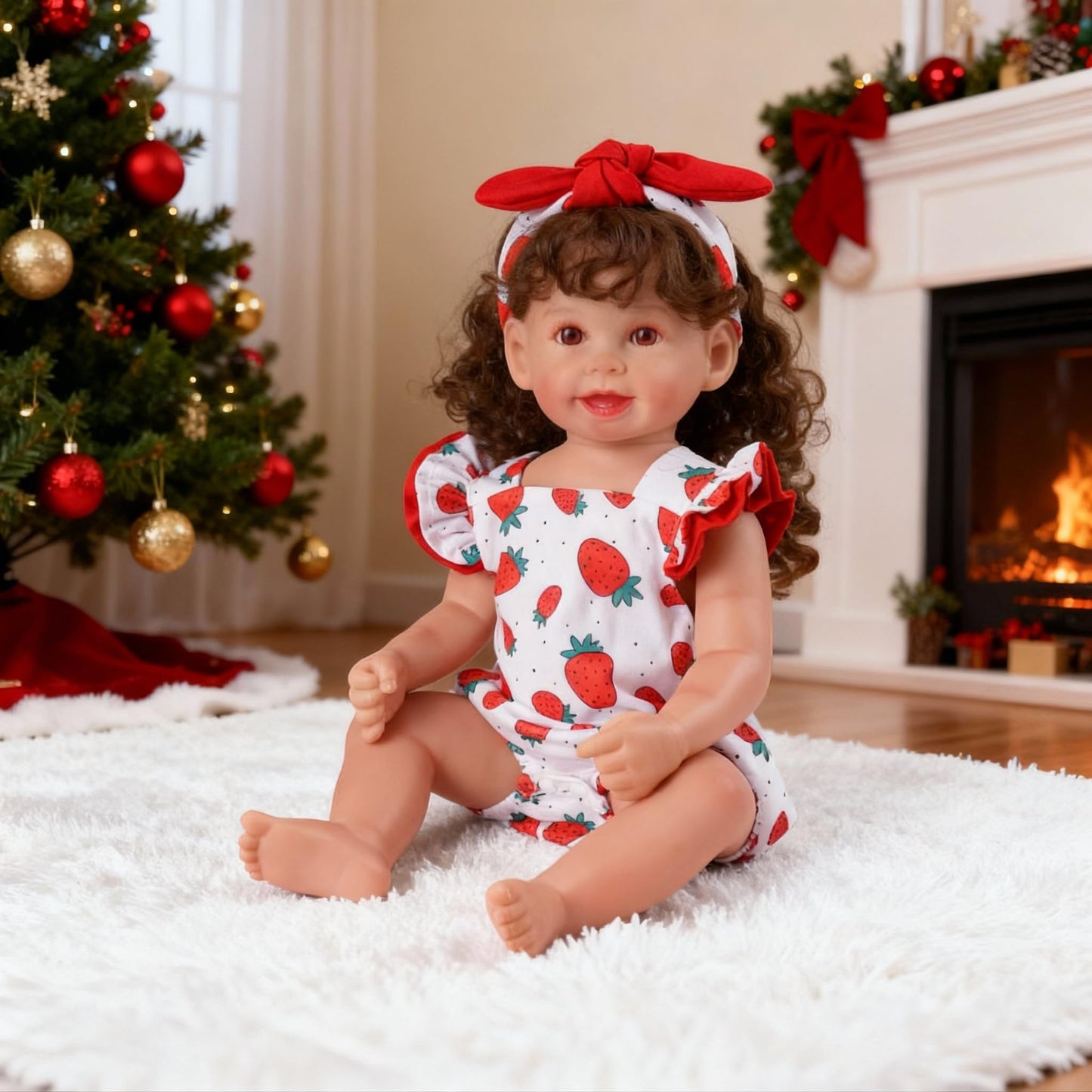 BABESIDE 3Pcs Reborn Doll Clothes for 17-22 Inch Dolls | Strawberry Outfit with Magnetic Pacifier