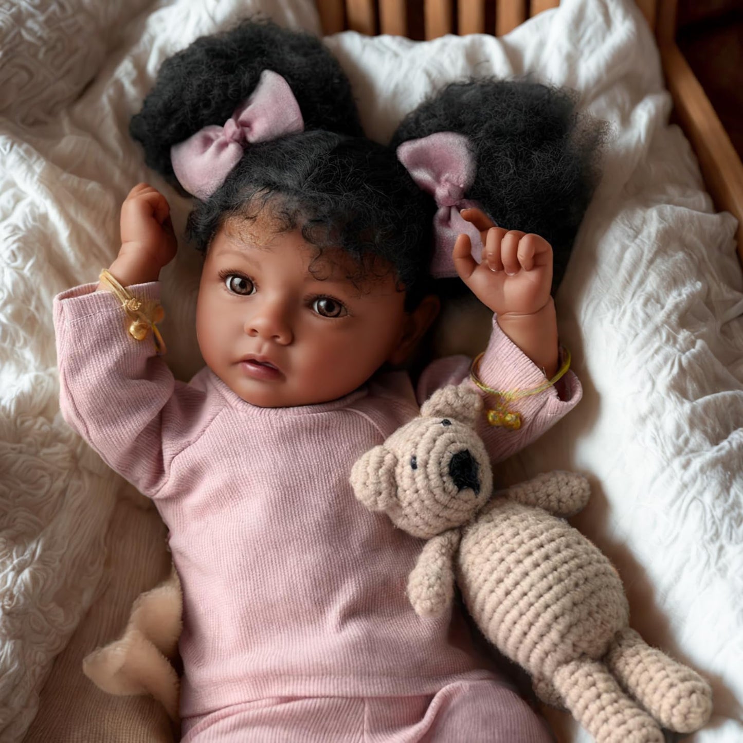 BABESIDE Lifelike Reborn Baby Doll – 20-Inch Black Girl, Soft Body