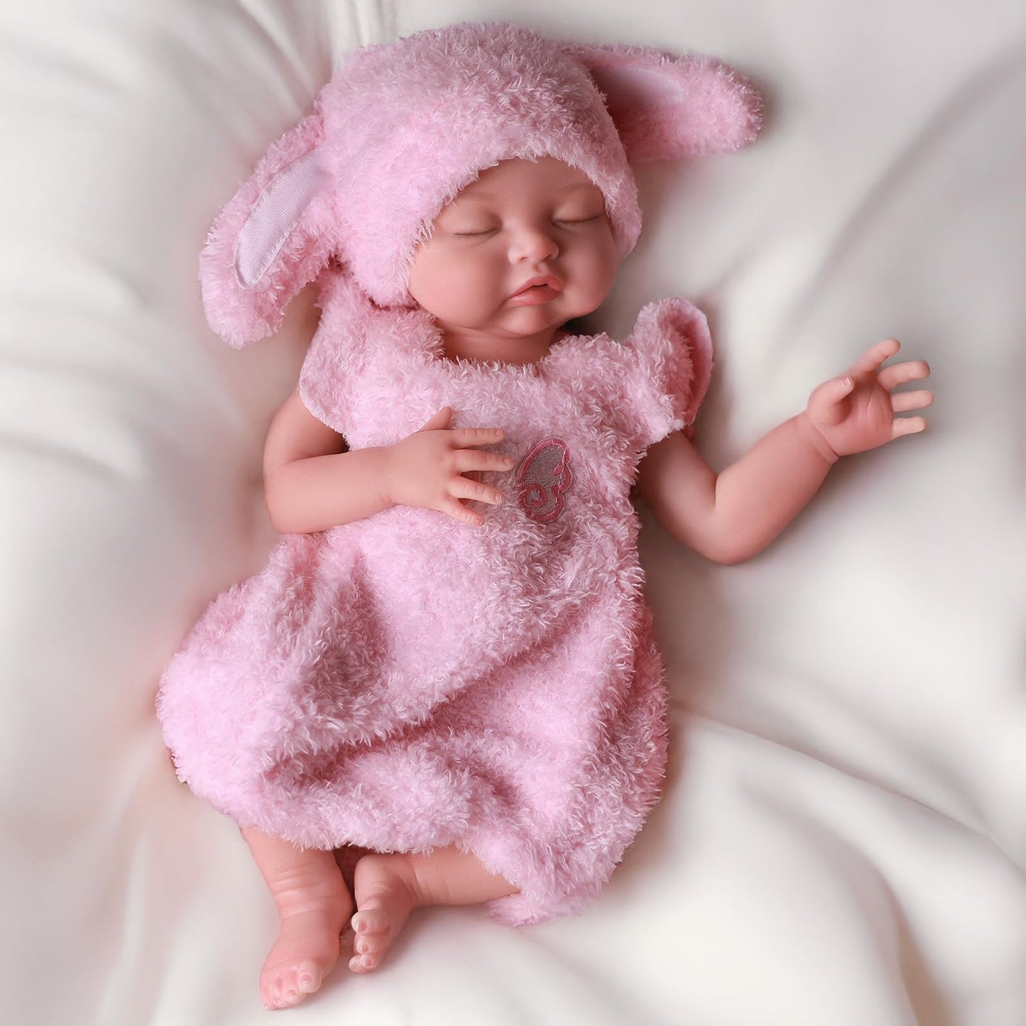 BABESIDE 16-Inch Silicone Baby Doll | Full Body Platinum Silicone, Realistic Sleeping Newborn
