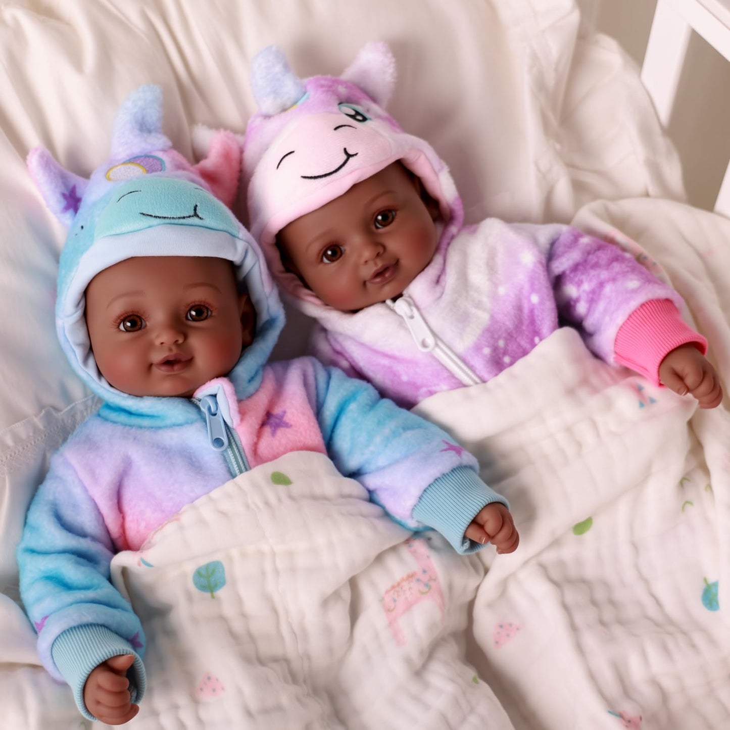 BABESIDE Black Twin Baby Dolls 17 Inch – Realistic Soft Body Twins with Accessories for 3+ Years