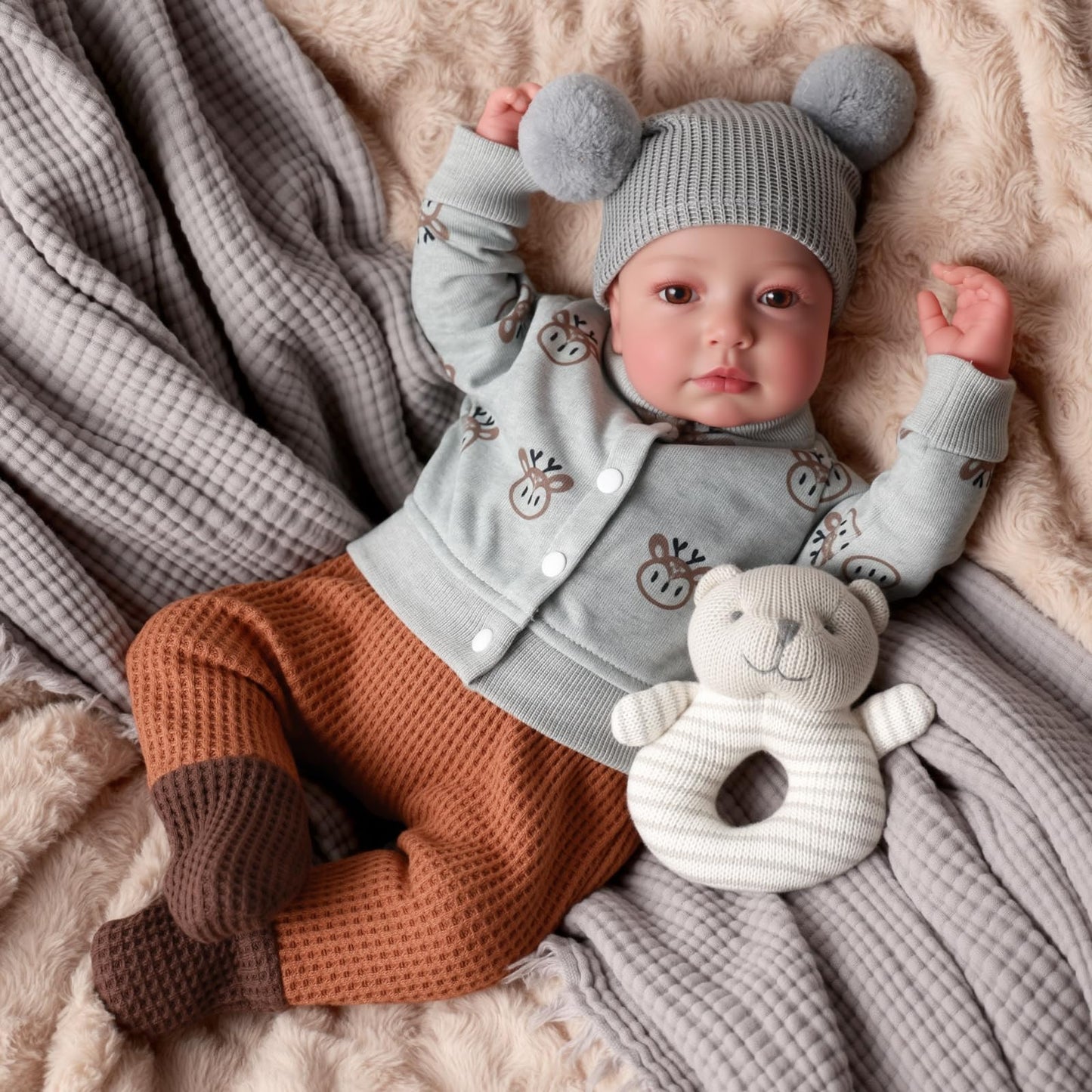 BABESIDE Lifelike 17-Inch Reborn Baby Doll for Kids – Cloth Body, Realistic Details, Gift Box Included