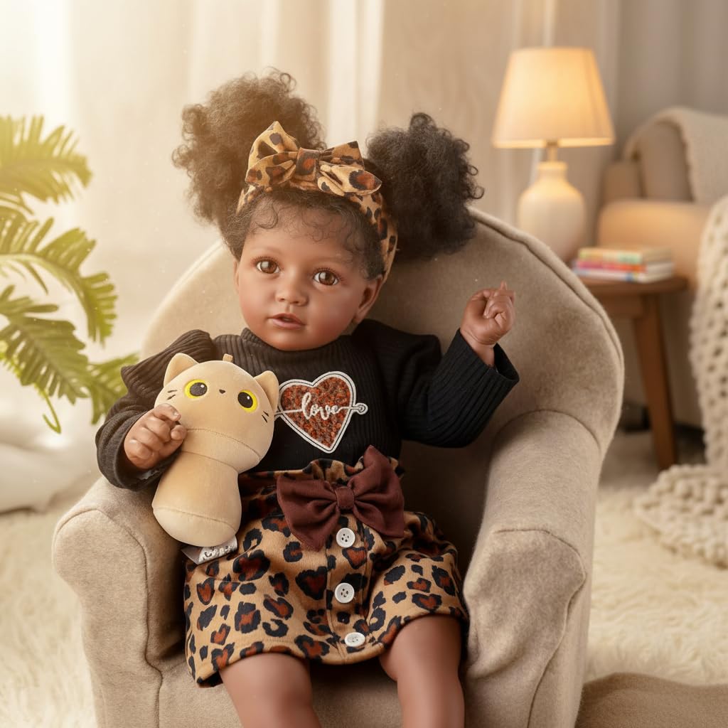 BABESIDE Lifelike Reborn Baby Doll – 20-Inch African American Girl with Cloth Body