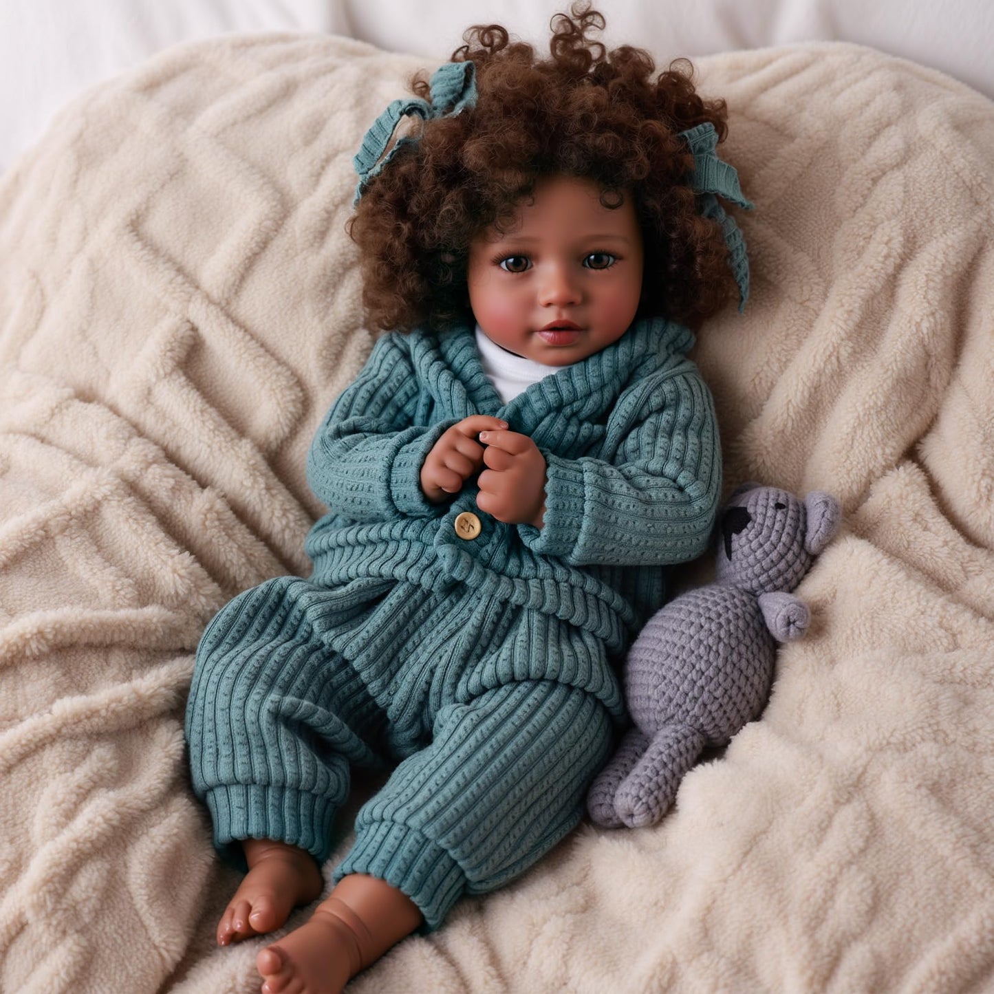 Babeside Lifelike Reborn Baby Doll – Black Girl, 20-Inch, Movable Limbs, Clothes Included