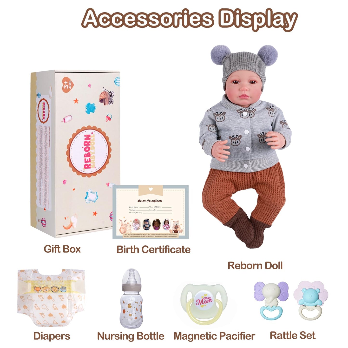 BABESIDE Lifelike 17-Inch Reborn Baby Doll for Kids – Cloth Body, Realistic Details, Gift Box Included