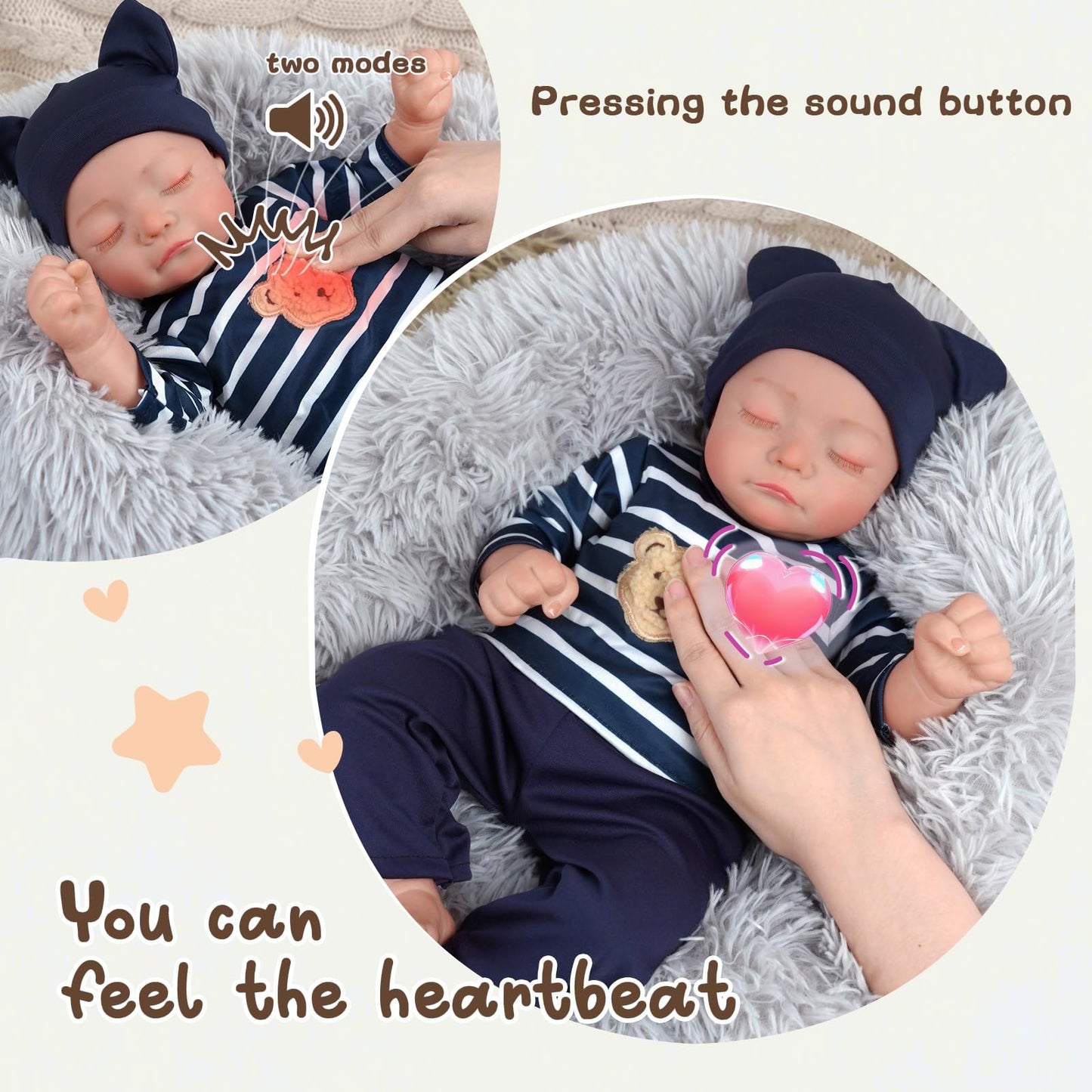 BABESIDE Kai 17-Inch Realistic Heartbeat Baby Doll – Reborn Boy