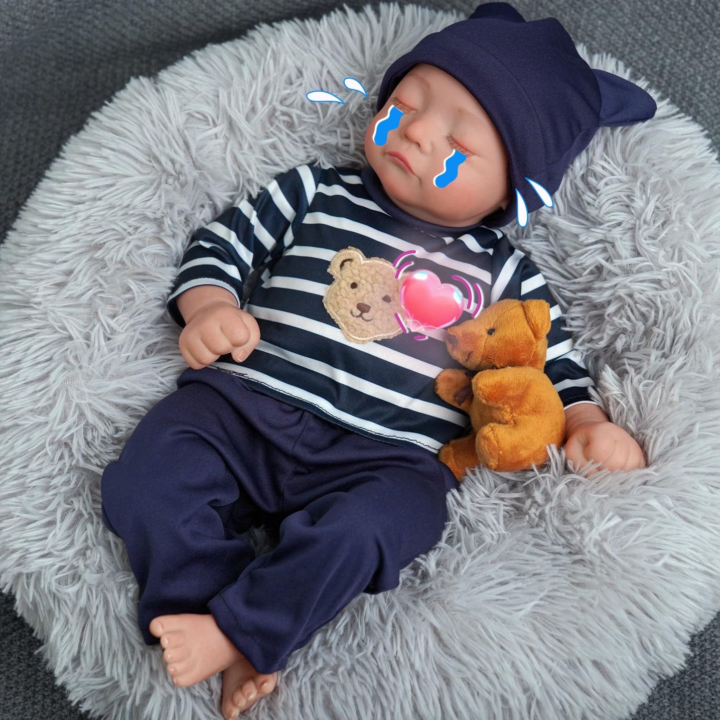 BABESIDE Kai 17-Inch Realistic Heartbeat Baby Doll – Reborn Boy