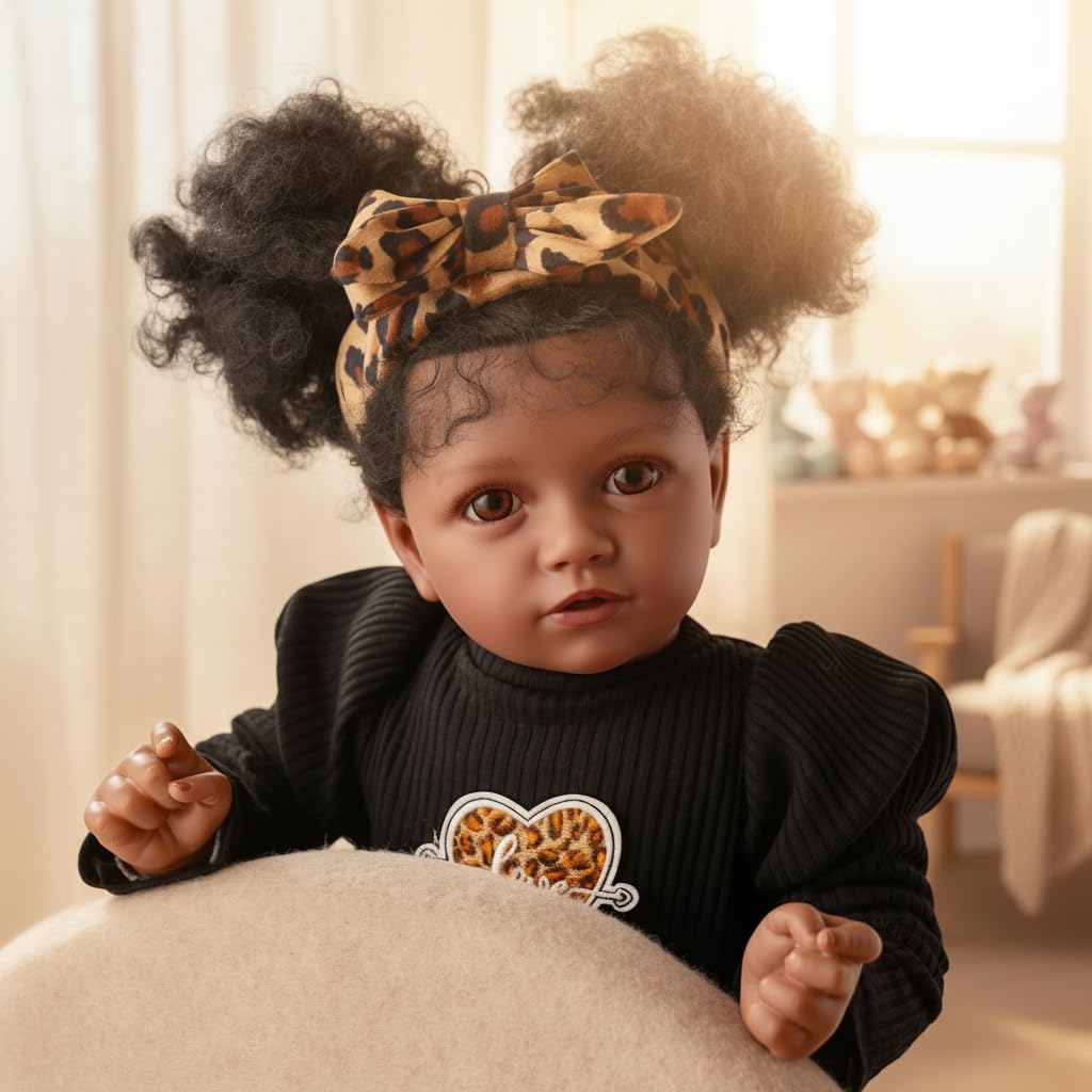BABESIDE Lifelike Reborn Baby Doll – 20-Inch African American Girl with Cloth Body