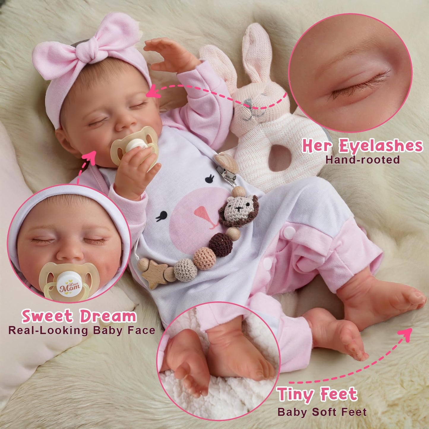 BABESIDE Lifelike Reborn Baby Doll – 20-Inch Realistic Sleeping Girl with Gift Set