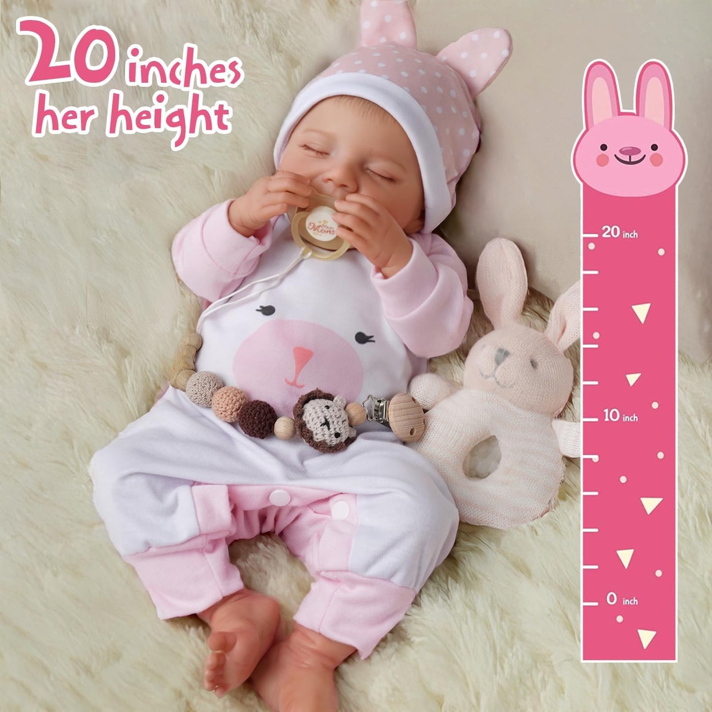 BABESIDE Lifelike Reborn Baby Doll – 20-Inch Realistic Sleeping Girl with Gift Set