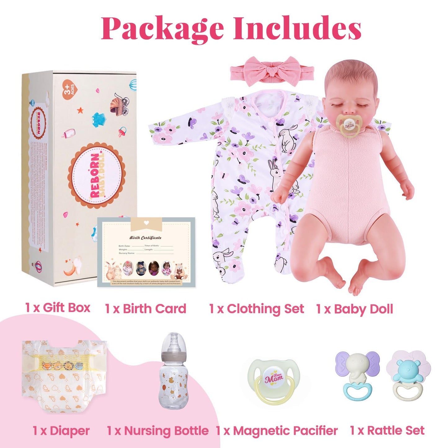 BABESIDE Lifelike Reborn Baby Doll – 20-Inch Realistic Newborn Girl with Poseable Limbs