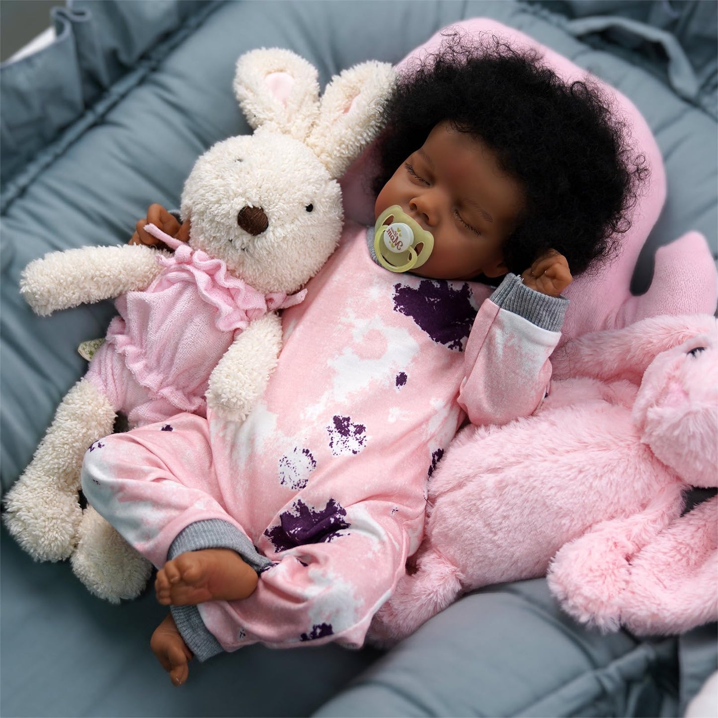 BABESIDE Lifelike Reborn Baby Dolls Black - 17-Inch Realistic Newborn with Soft Cloth Body