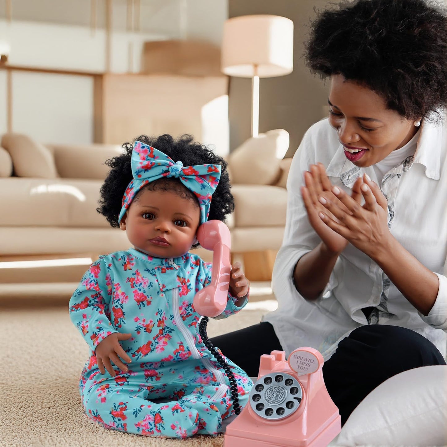 BABESIDE Lifelike Reborn Black Girl — 18-Inch Realistic Newborn Baby Doll with Clothes & Accessories | Gift for Kids 3+