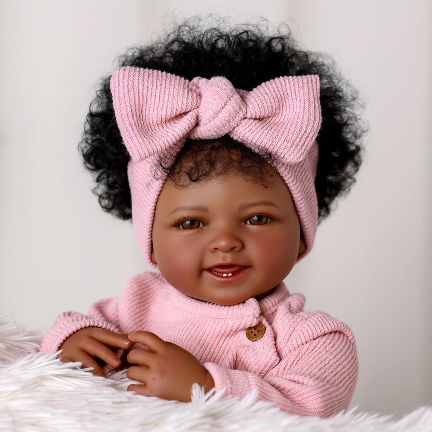 BABESIDE Lifelike Reborn Baby Doll – 17-Inch African American Cloth Body