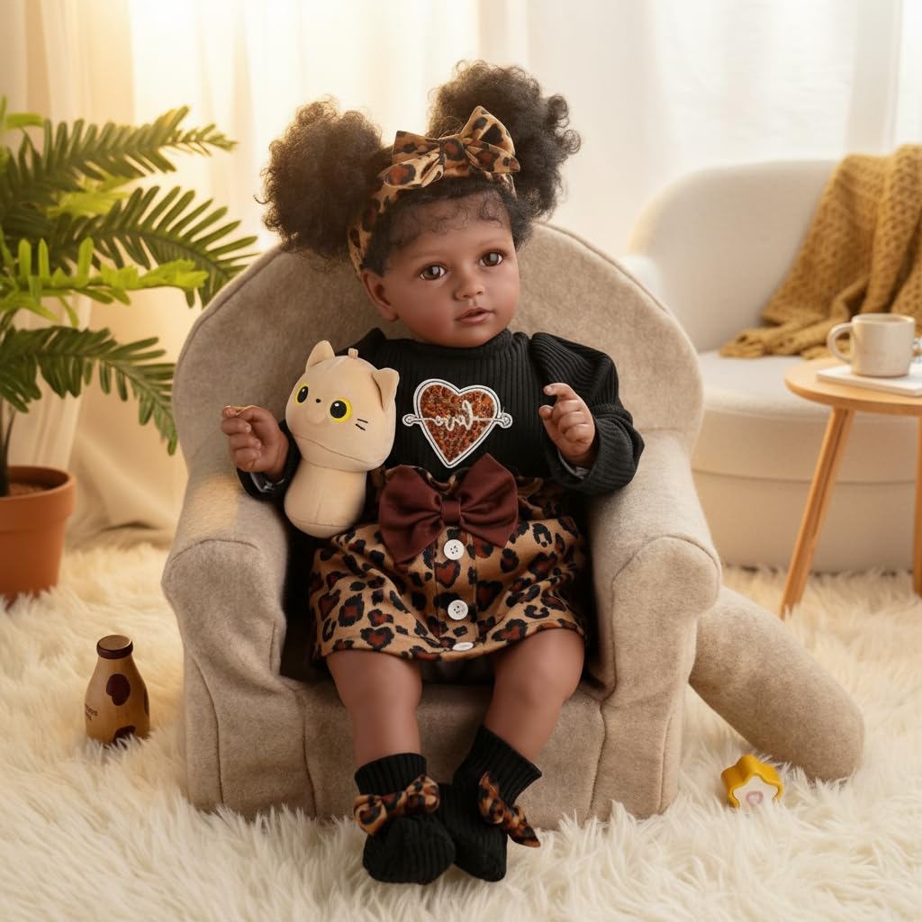 BABESIDE Lifelike Reborn Baby Doll – 20-Inch African American Girl with Cloth Body