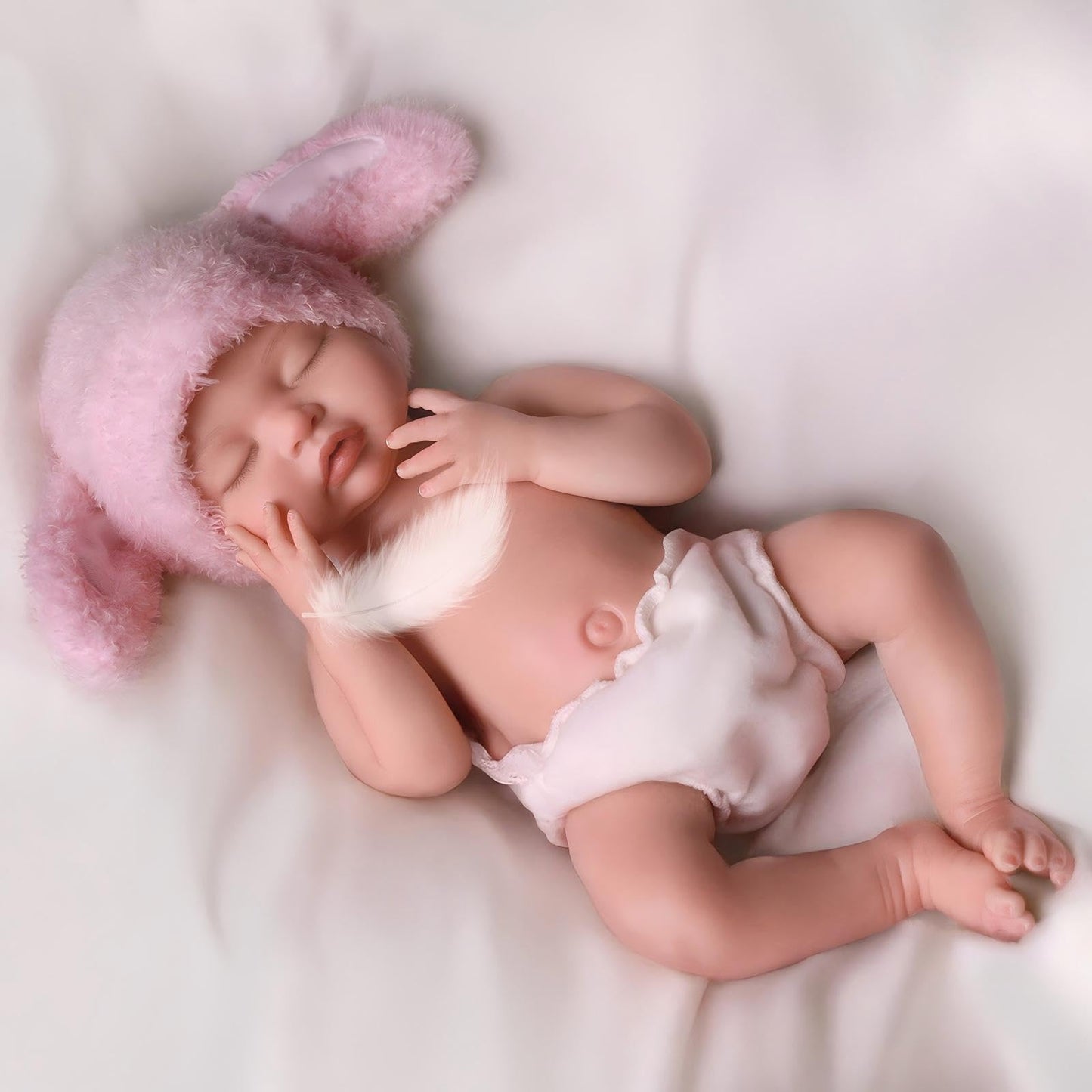 BABESIDE 16-Inch Silicone Baby Doll | Full Body Platinum Silicone, Realistic Sleeping Newborn