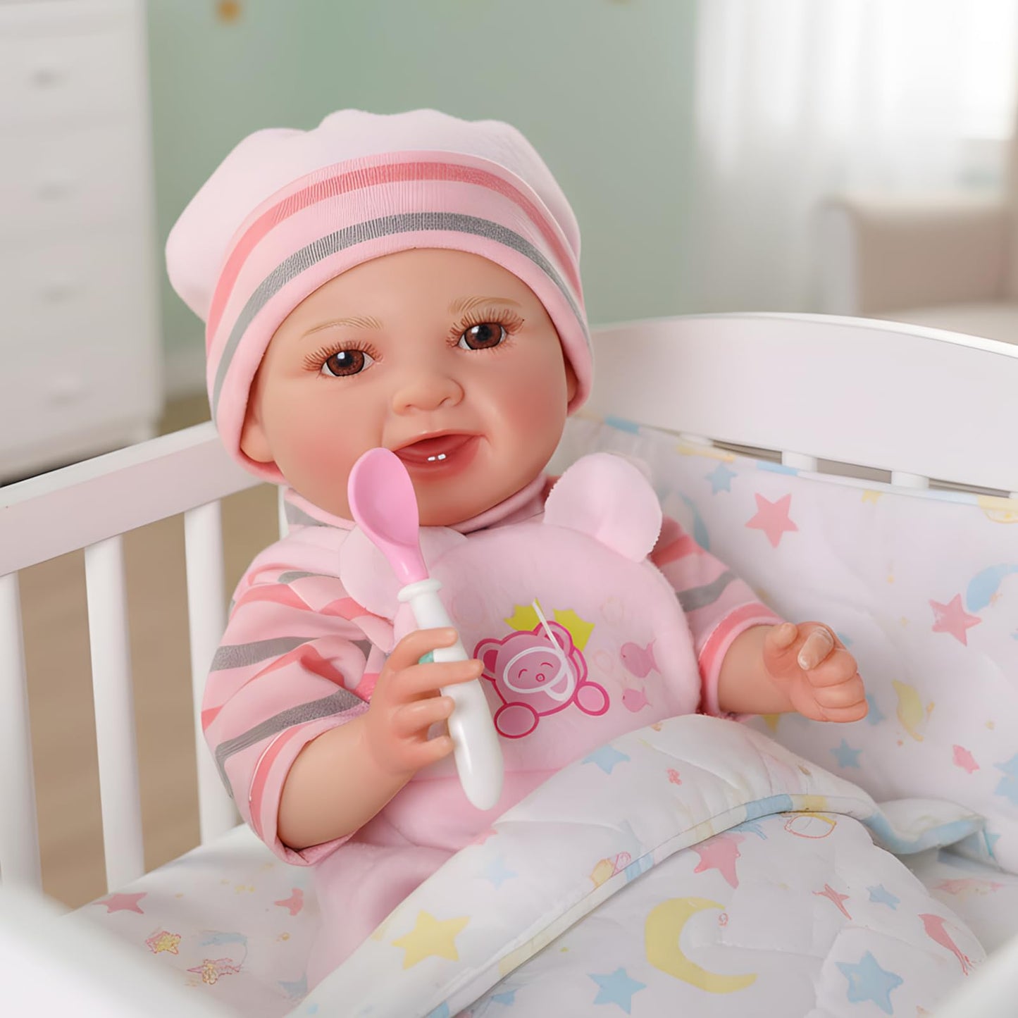 BABESIDE Mia 12-Inch Realistic Baby Doll with Magic Feeding Bottle