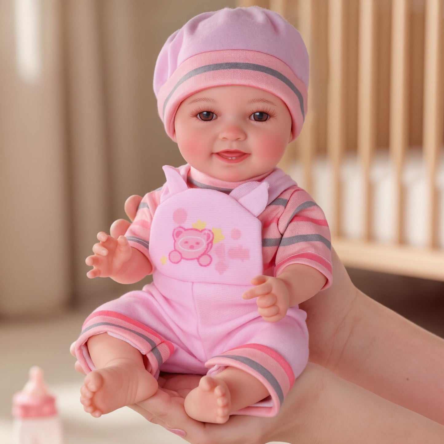 BABESIDE Mia 12-Inch Realistic Baby Doll with Magic Feeding Bottle