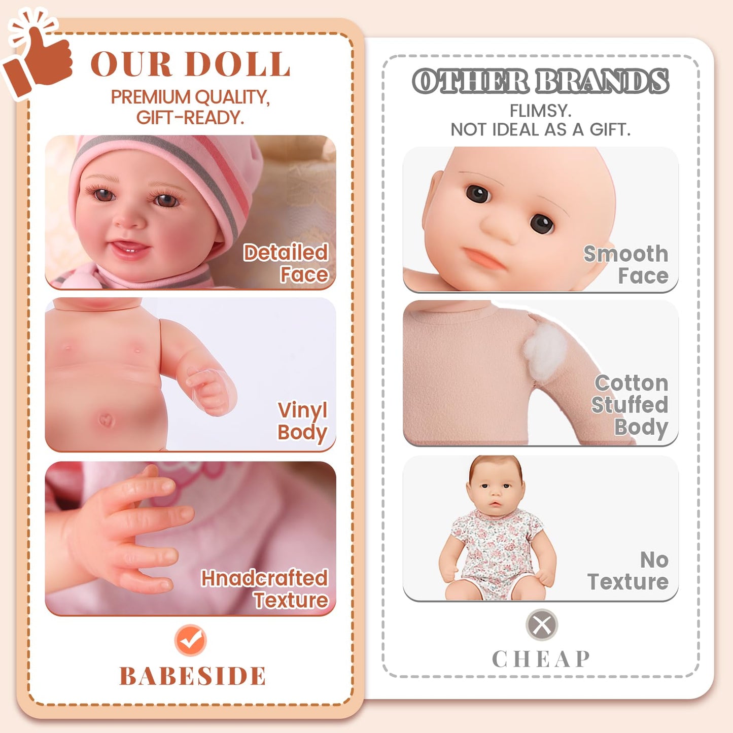 BABESIDE Mia 12-Inch Realistic Baby Doll with Magic Feeding Bottle