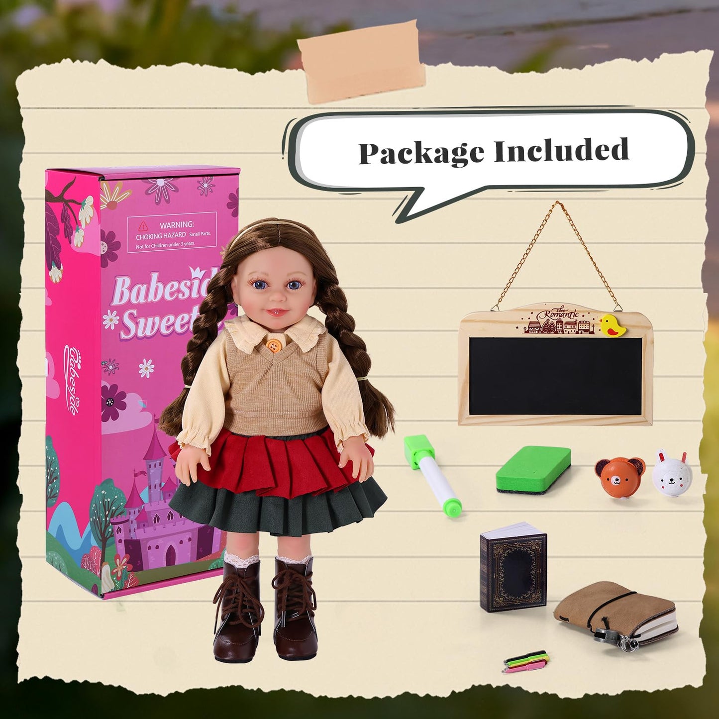 BABESIDE American Realistic 16-Inch Teacher Doll with Classroom Accessories