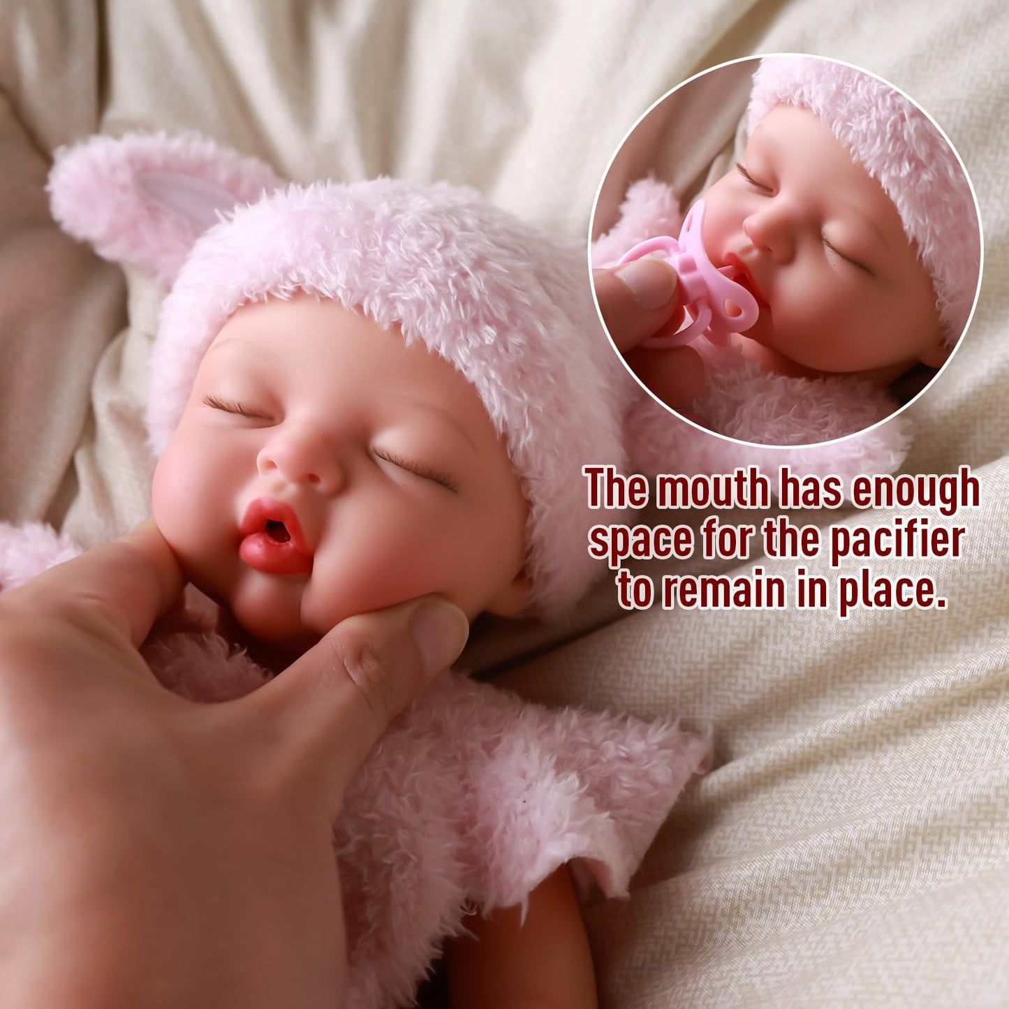 BABESIDE 16-Inch Silicone Baby Doll | Full Body Platinum Silicone, Realistic Sleeping Newborn