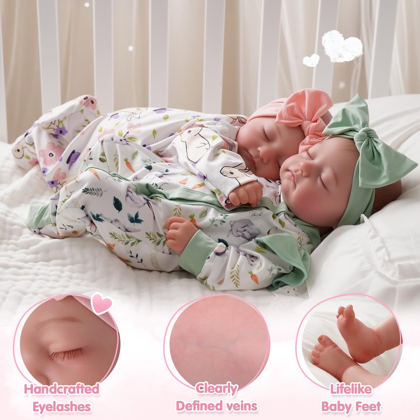 BABESIDE Lifelike Twins Dolls – 20-Inch Realistic Reborn Baby Twins with Accessories (3+)