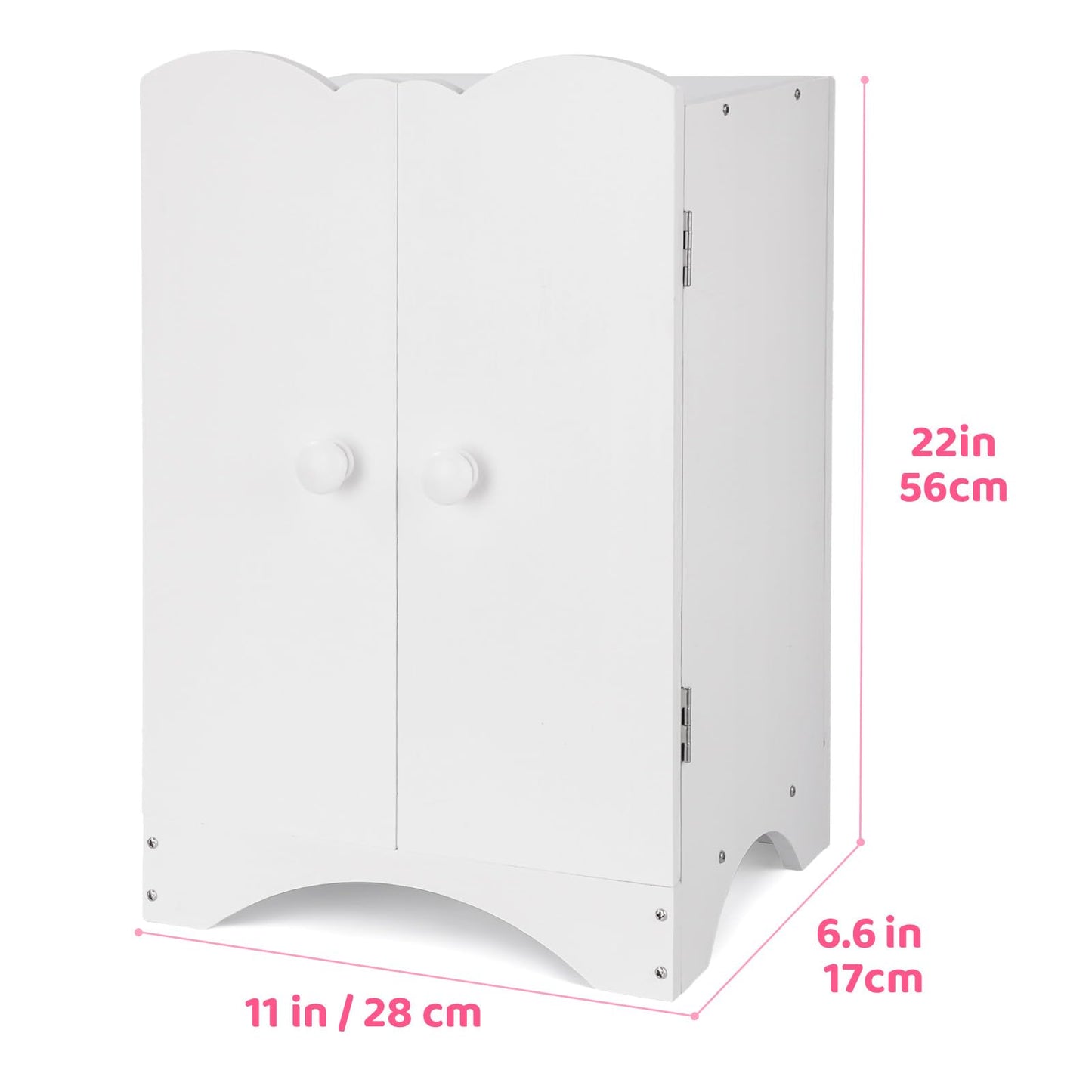 BABESIDE Wooden Doll Closet for 12-16 Inch Dolls | Wardrobe with 10 Hangers
