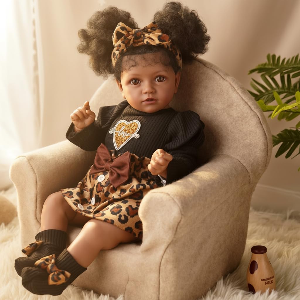 BABESIDE Lifelike Reborn Baby Doll – 20-Inch African American Girl with Cloth Body