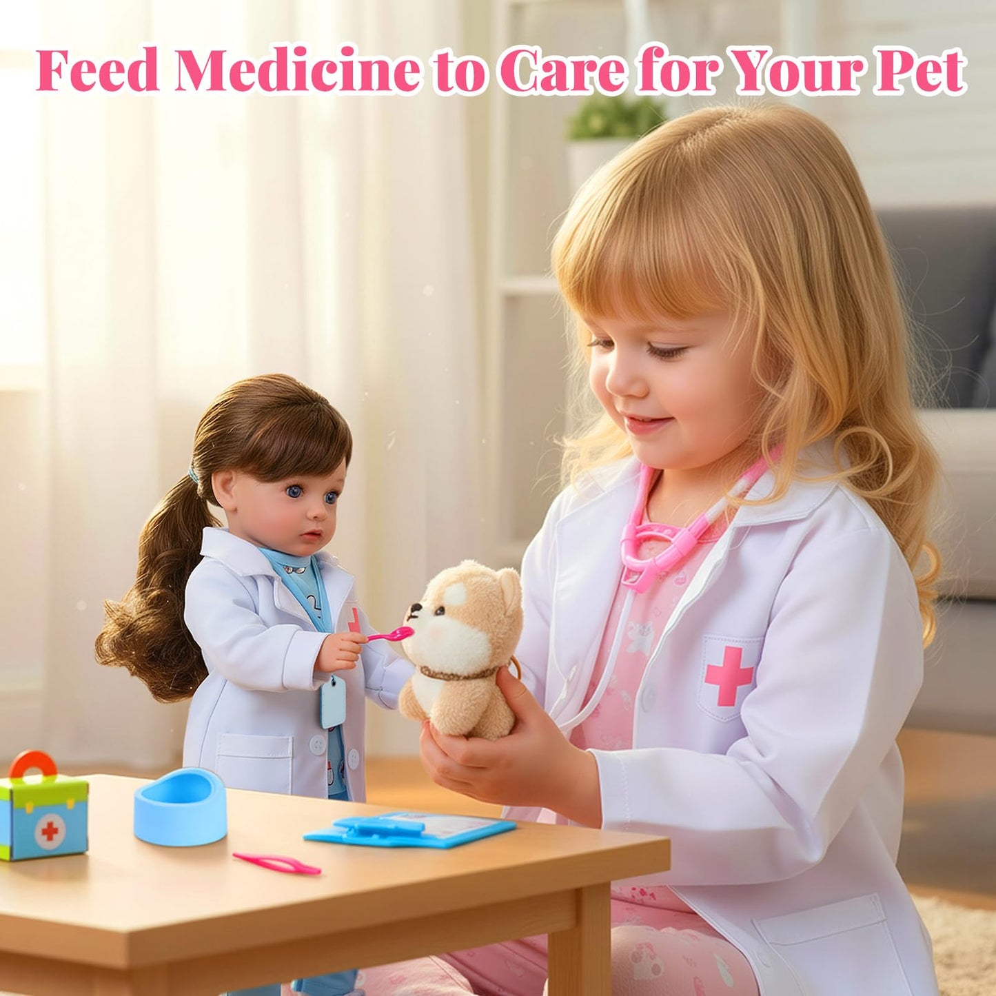 BABESIDE American Realistic 16-Inch Vet Play Doll – Complete Accessories (Ages 5+)