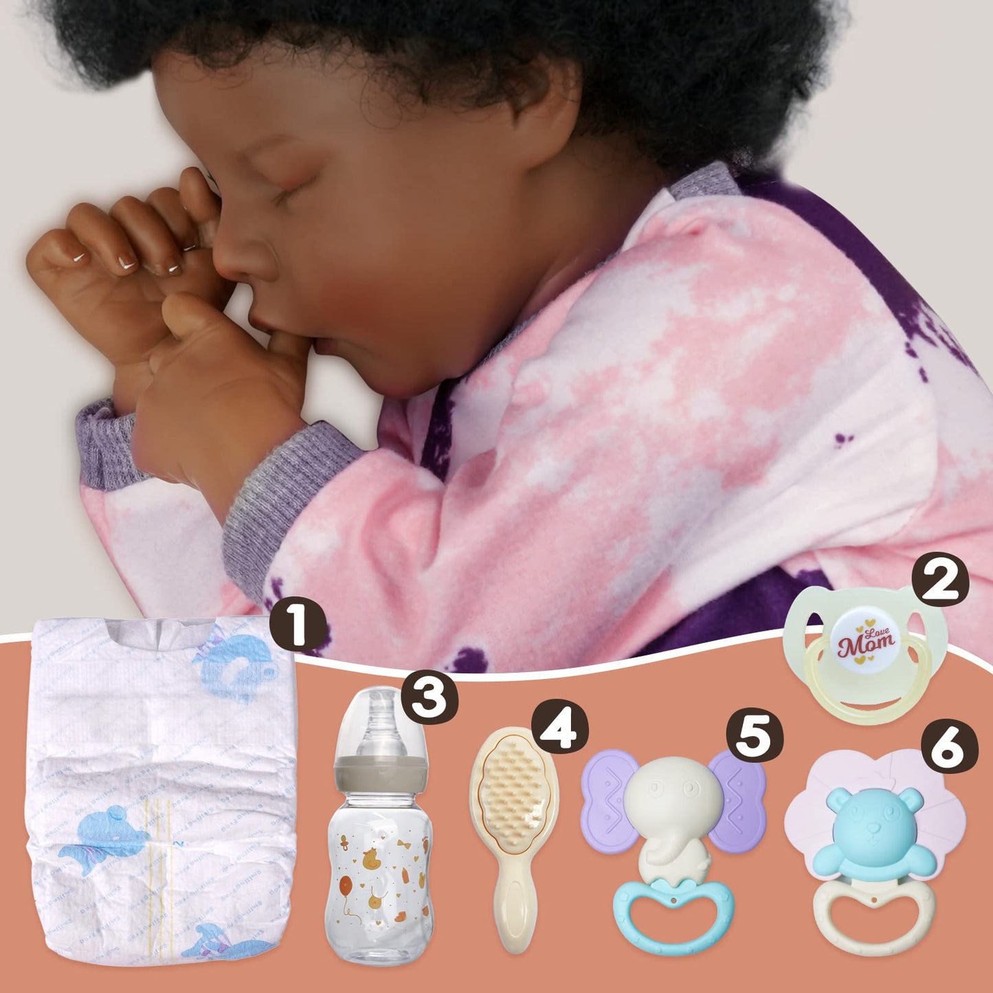 BABESIDE Lifelike Reborn Baby Dolls Black - 17-Inch Realistic Newborn with Soft Cloth Body