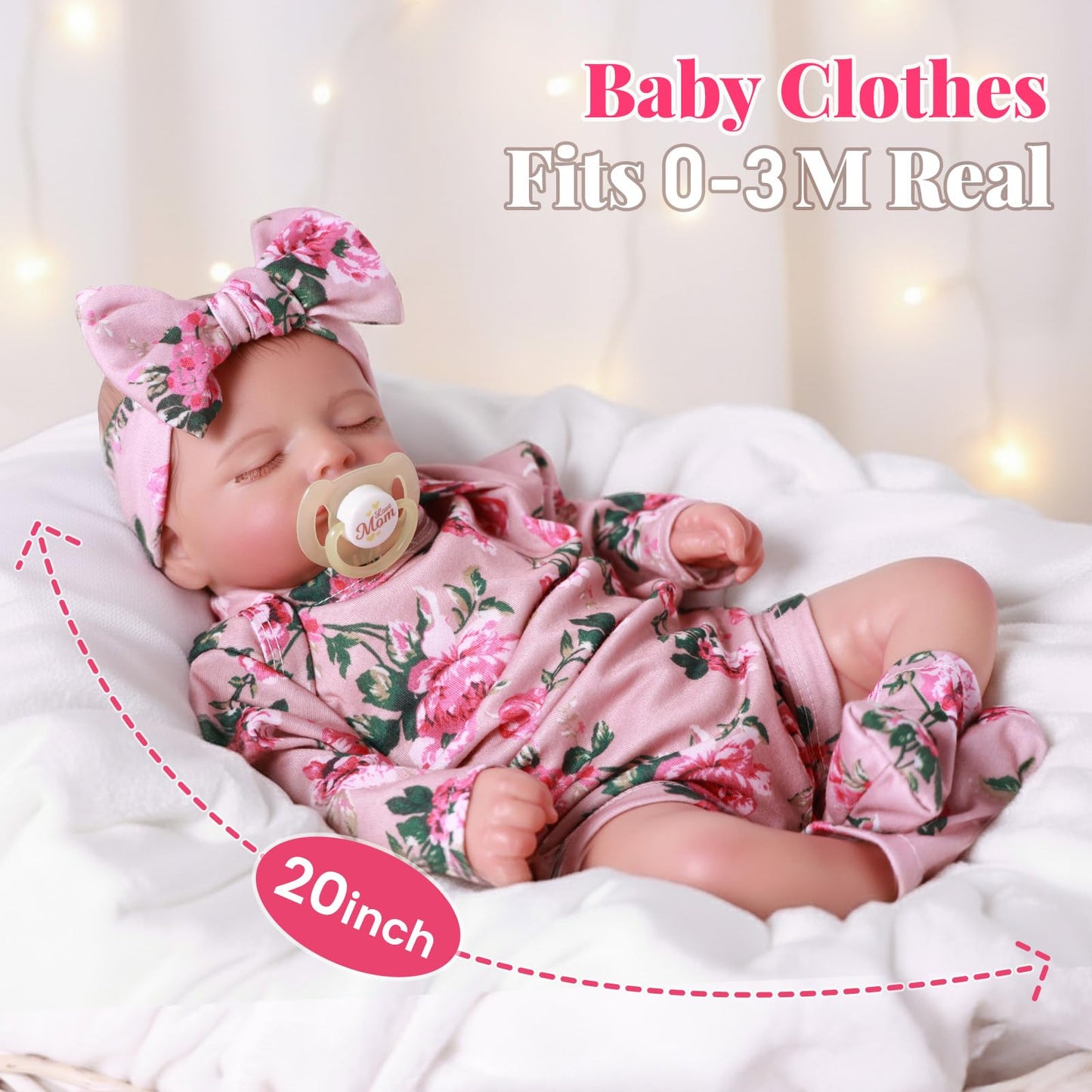 BABESIDE Lifelike Reborn Baby Doll – 20-Inch Sleeping Realistic Newborn Girl with Accessories (3+)