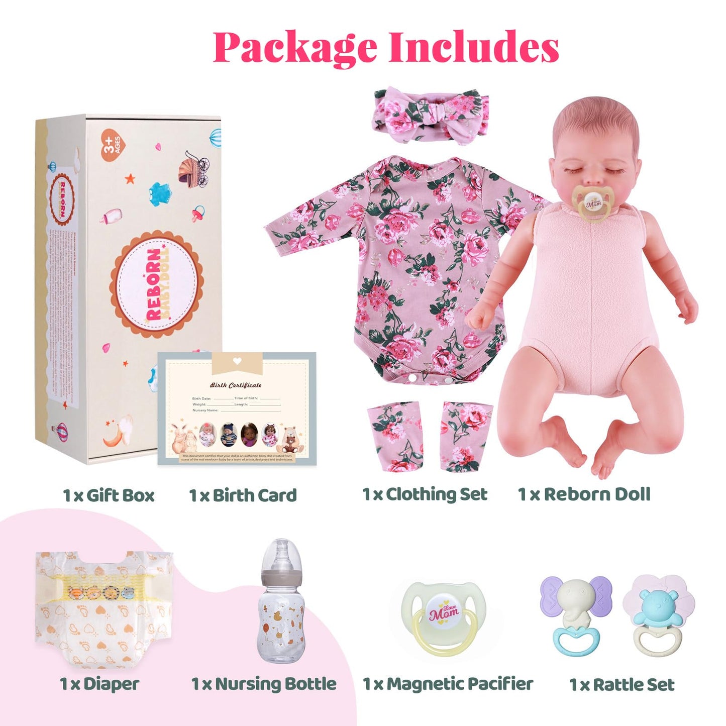 BABESIDE Lifelike Reborn Baby Doll – 20-Inch Sleeping Realistic Newborn Girl with Accessories (3+)