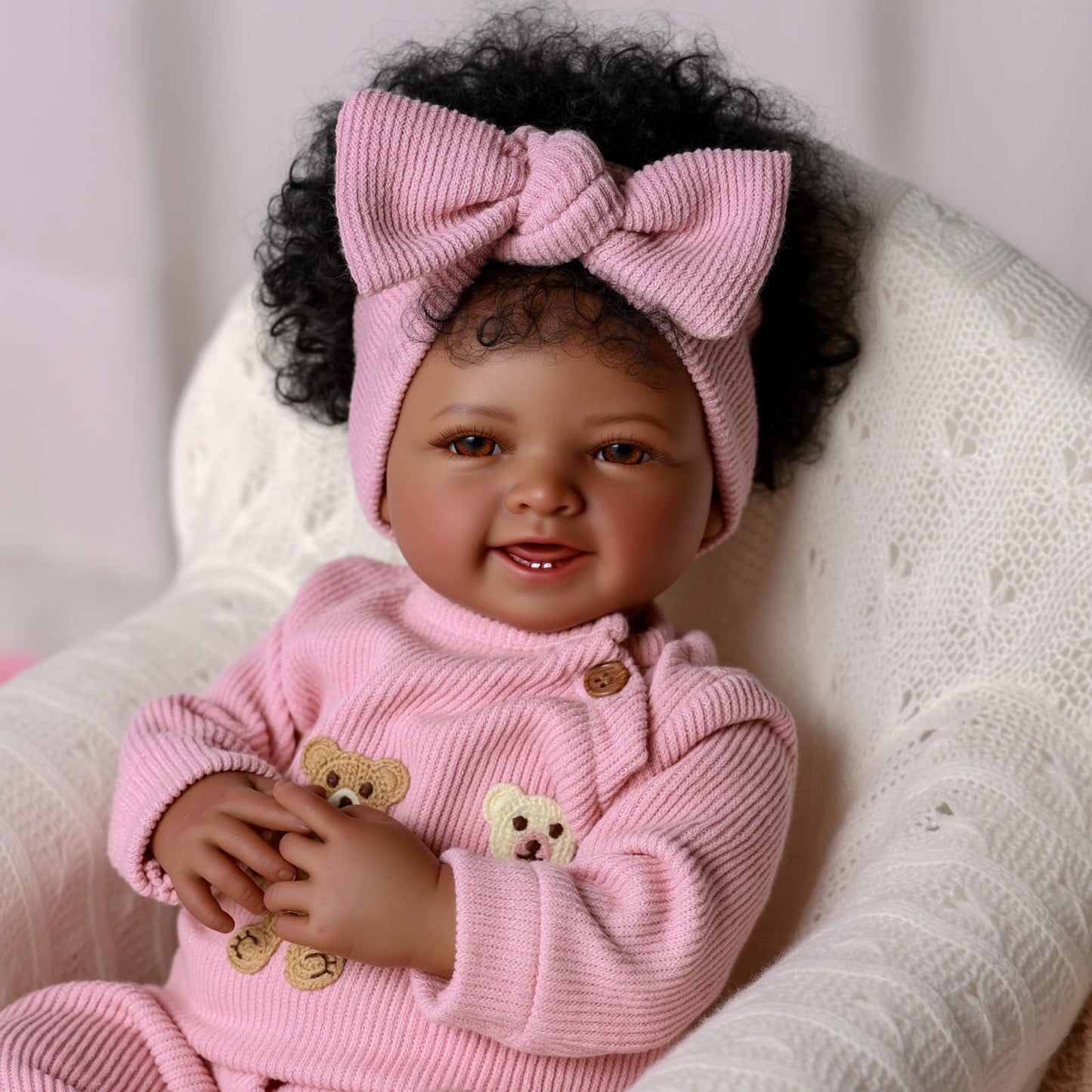 BABESIDE Lifelike Reborn Baby Doll – 17-Inch African American Cloth Body