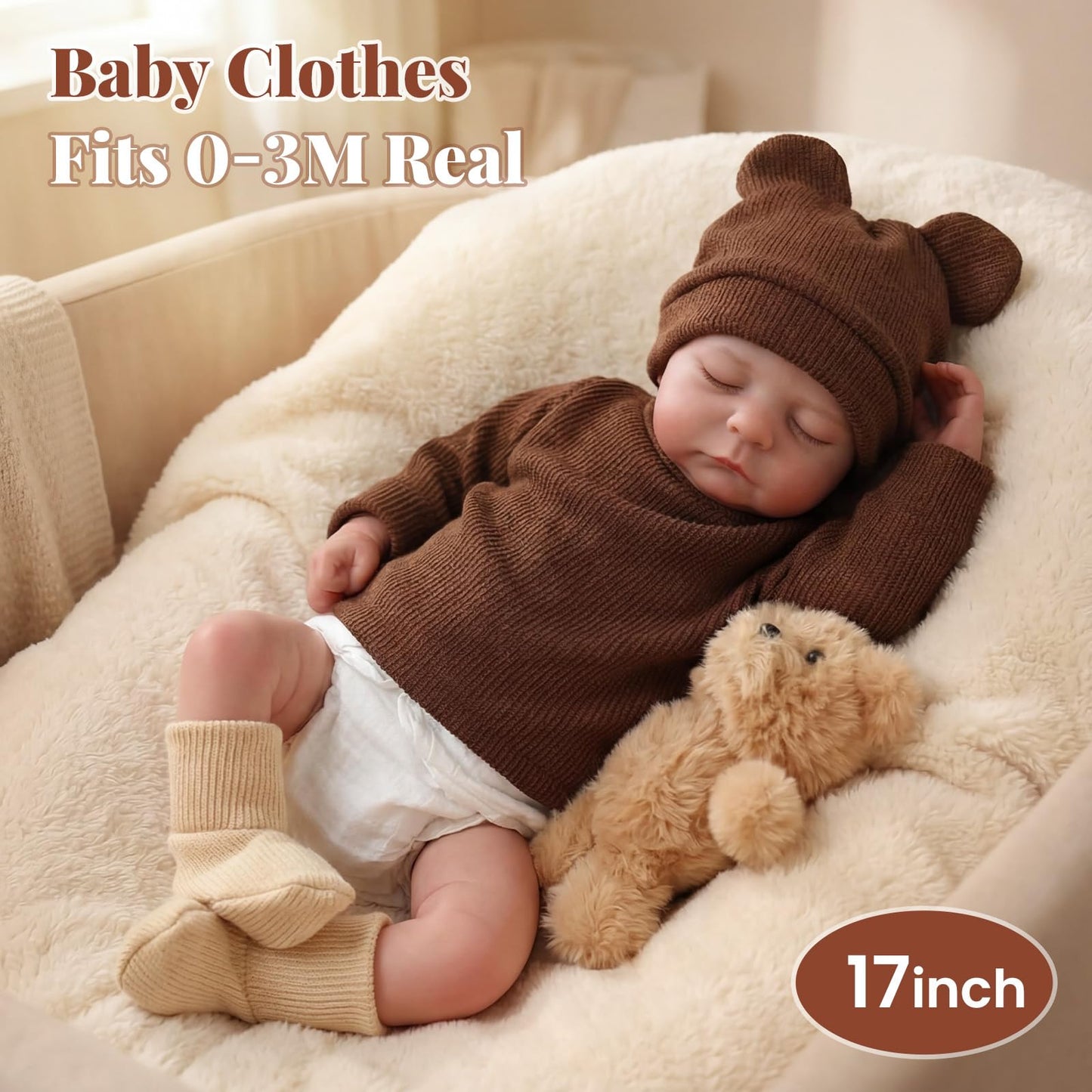 BABESIDE Reborn Baby Dolls Boy – 17-Inch Realistic Lifelike Baby Doll
