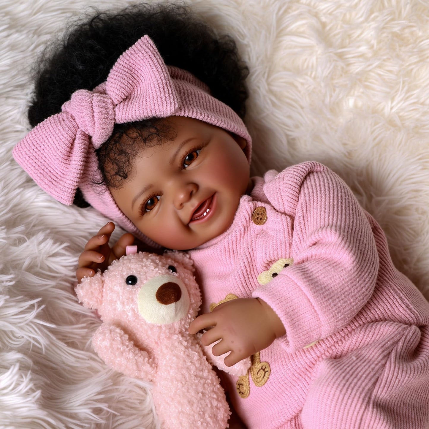 BABESIDE Lifelike Reborn Baby Doll – 17-Inch African American Cloth Body