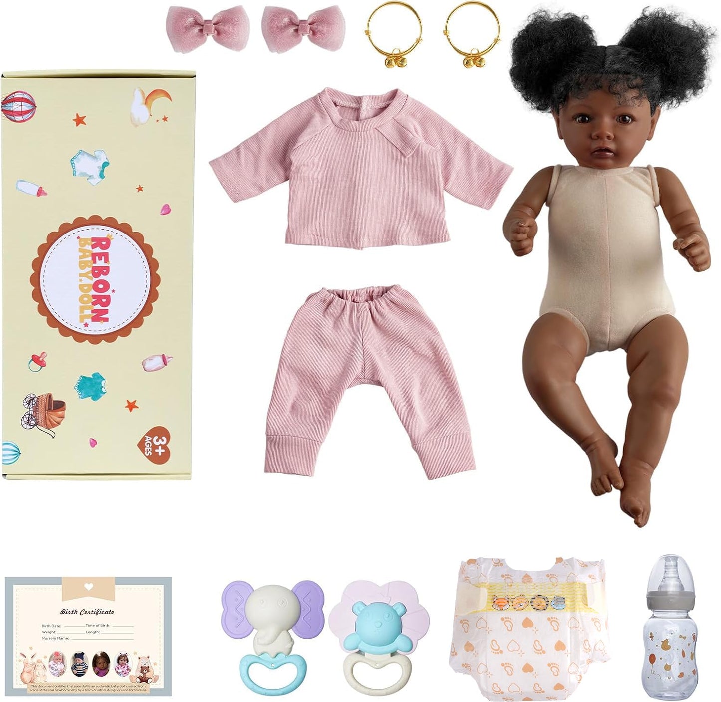 BABESIDE Lifelike Reborn Baby Doll – 20-Inch Black Girl, Soft Body