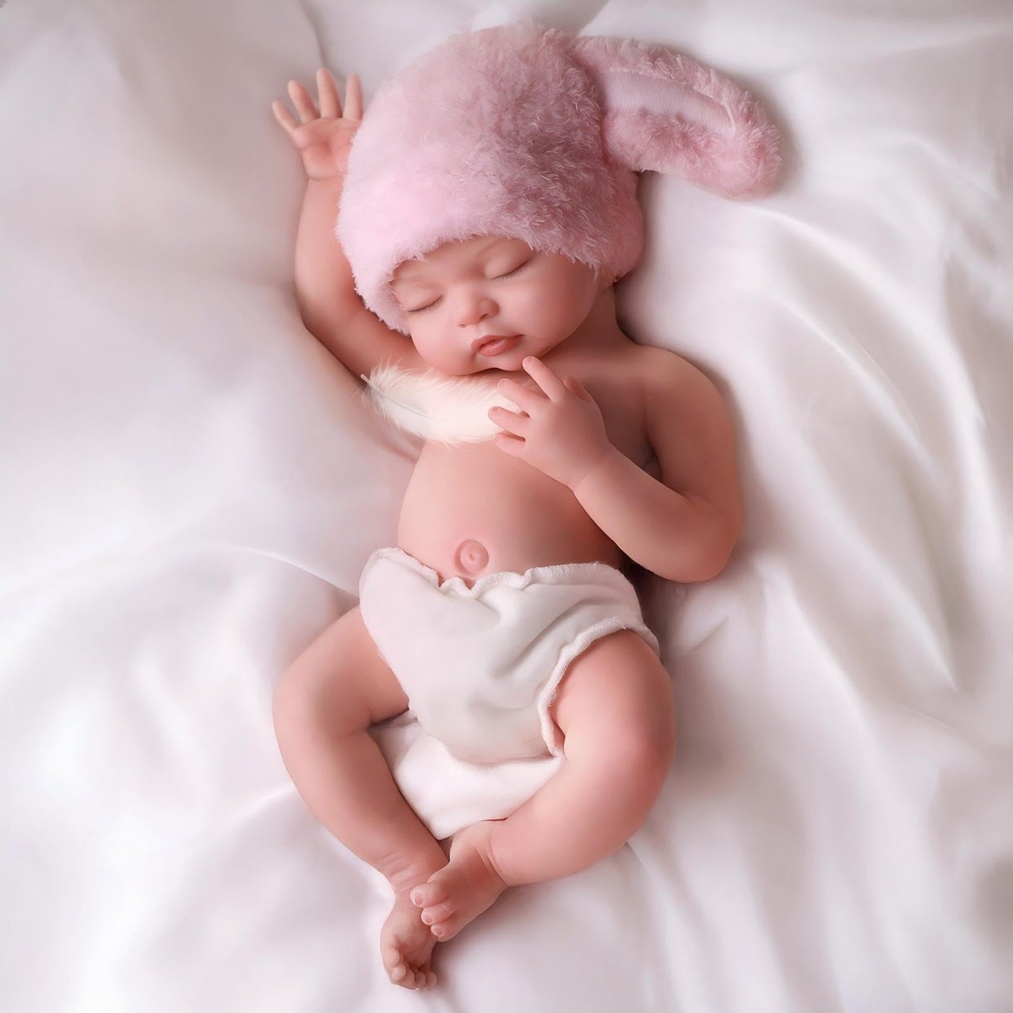 BABESIDE 16-Inch Silicone Baby Doll | Full Body Platinum Silicone, Realistic Sleeping Newborn