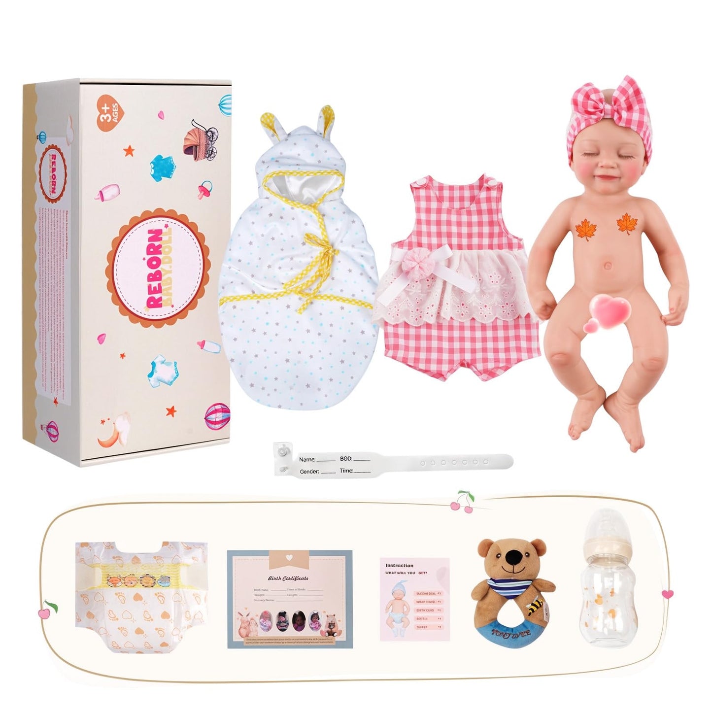 BABESIDE 16-Inch Silicone Sleeping Reborn Baby Doll | Full-Body, Anatomically Correct, with Feeding Kit & Gift Box