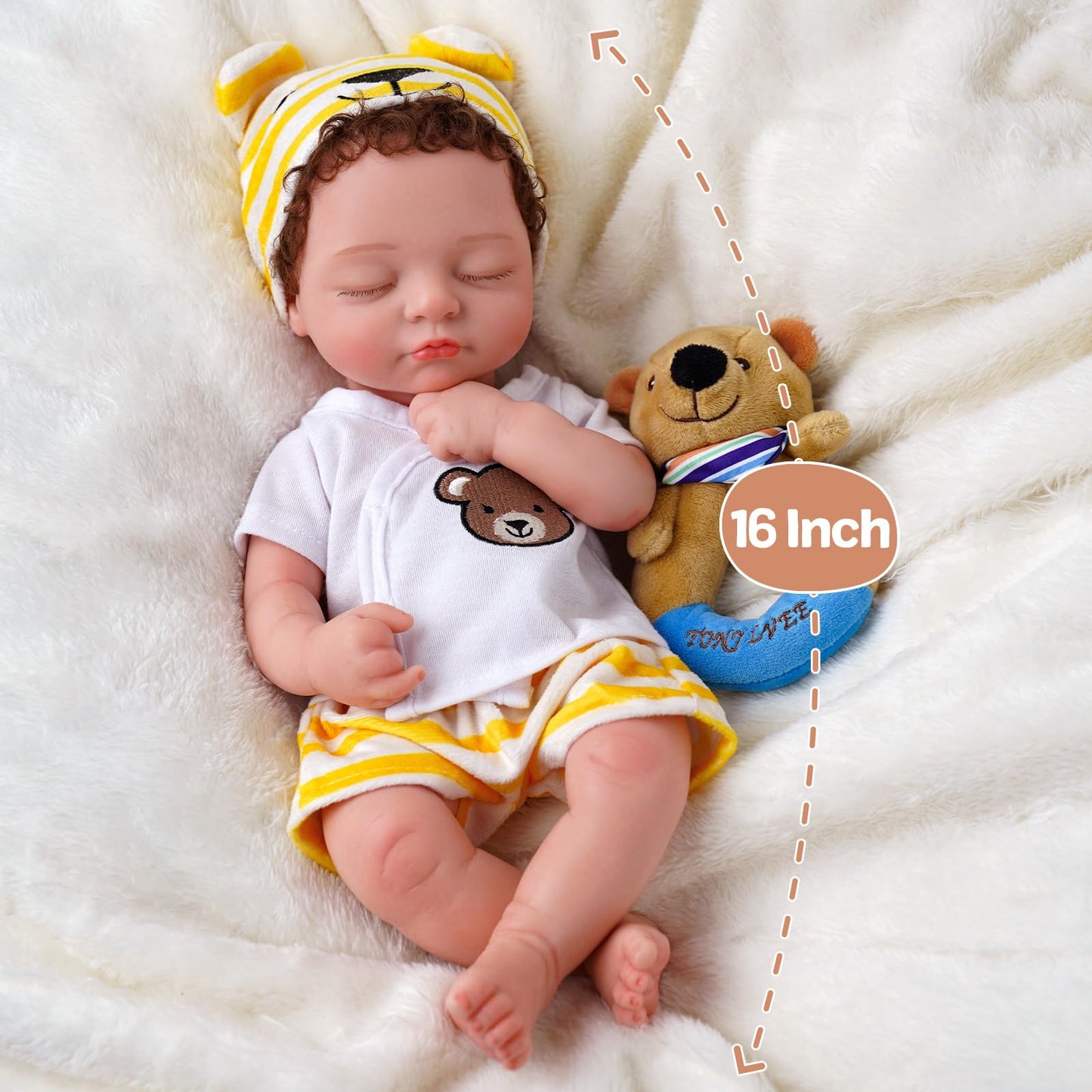 BABESIDE Silicone Reborn Baby Doll Boy 16-Inch | Full Platinum Silicone, Realistic Newborn