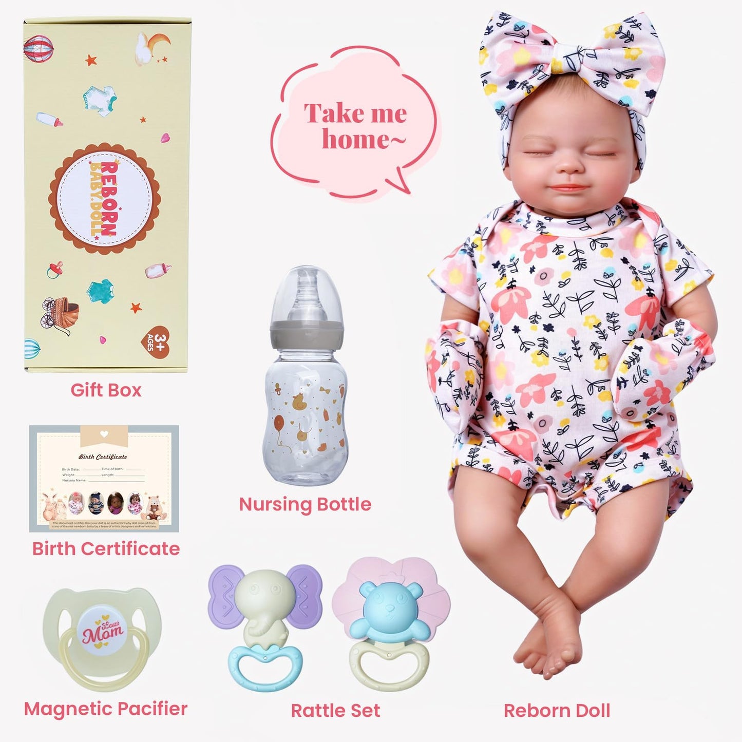 BABESIDE Skylar 17-Inch Lifelike Reborn Baby Doll – Gift Box Included | Realistic Newborn Girl