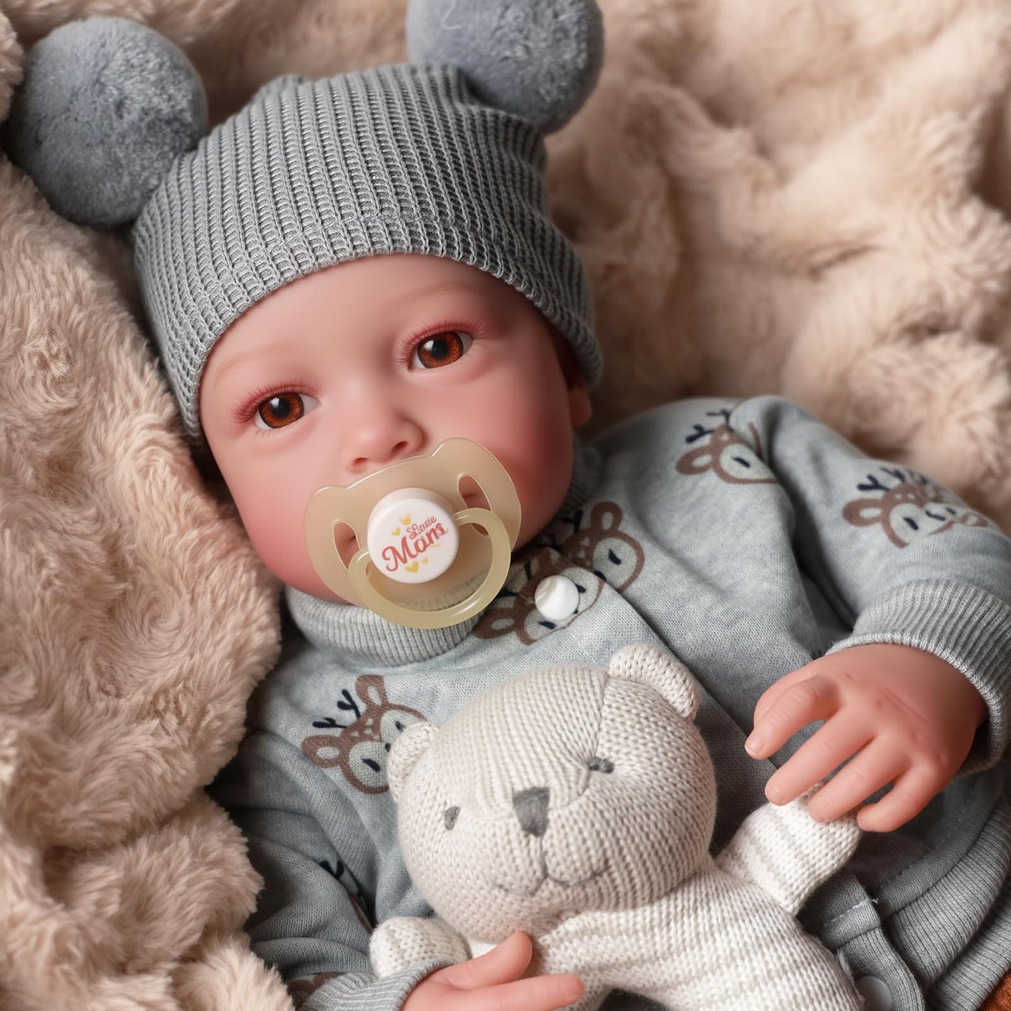 BABESIDE Lifelike 17-Inch Reborn Baby Doll for Kids – Cloth Body, Realistic Details, Gift Box Included