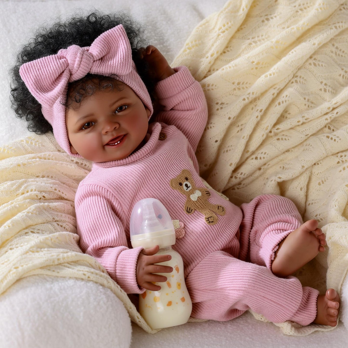 BABESIDE Lifelike Reborn Baby Doll – 17-Inch African American Cloth Body