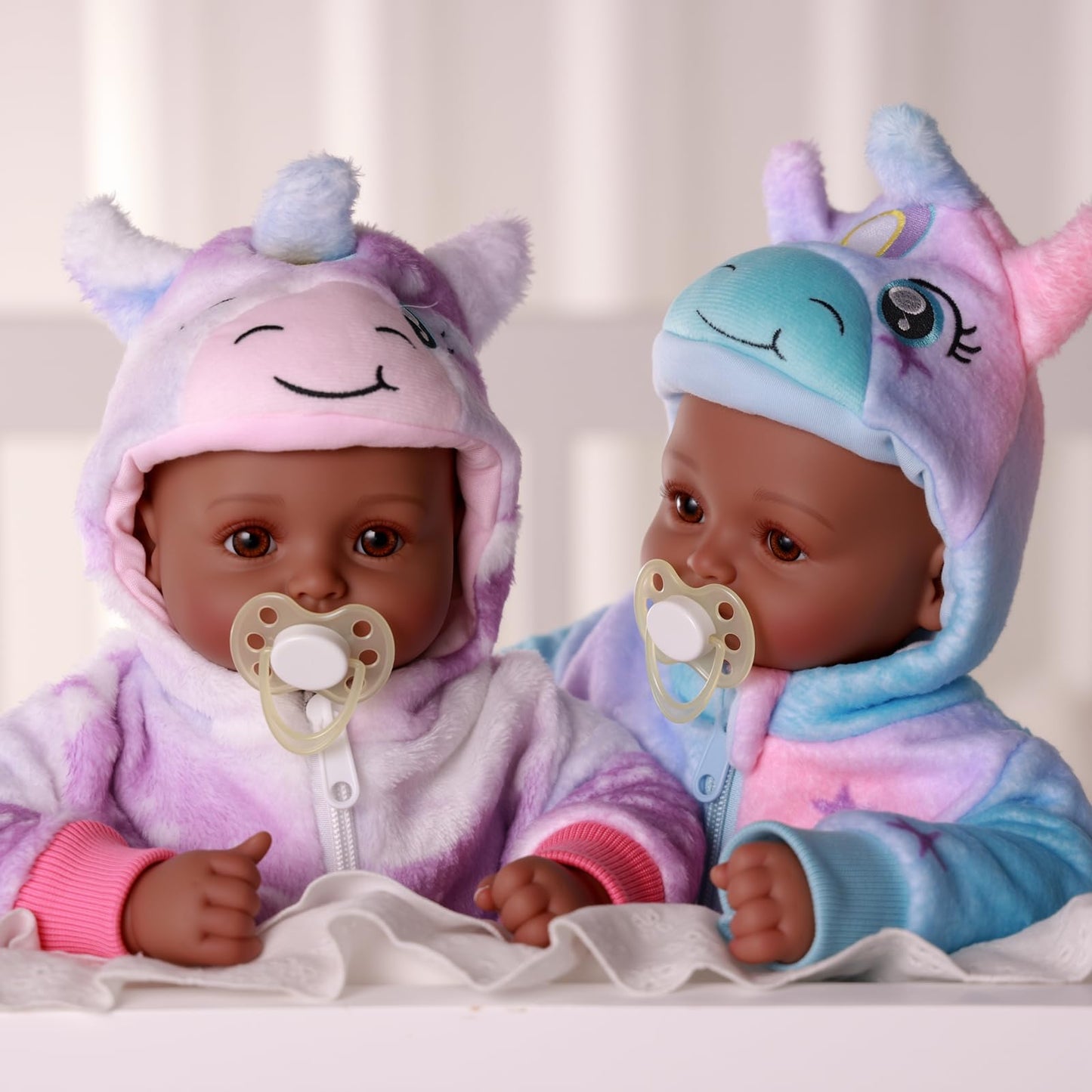BABESIDE Black Twin Baby Dolls 17 Inch – Realistic Soft Body Twins with Accessories for 3+ Years