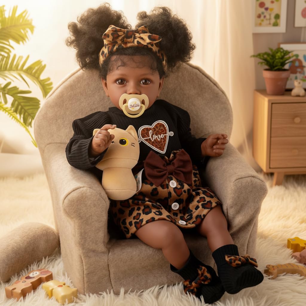 BABESIDE Lifelike Reborn Baby Doll – 20-Inch African American Girl with Cloth Body