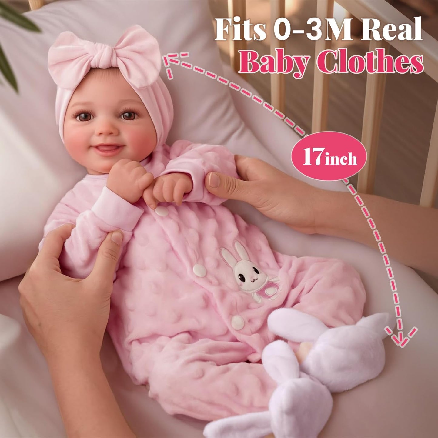 BABESIDE Sunny Reborn Baby Doll – 17-Inch Realistic Soft Vinyl, Poseable with Complete Accessories