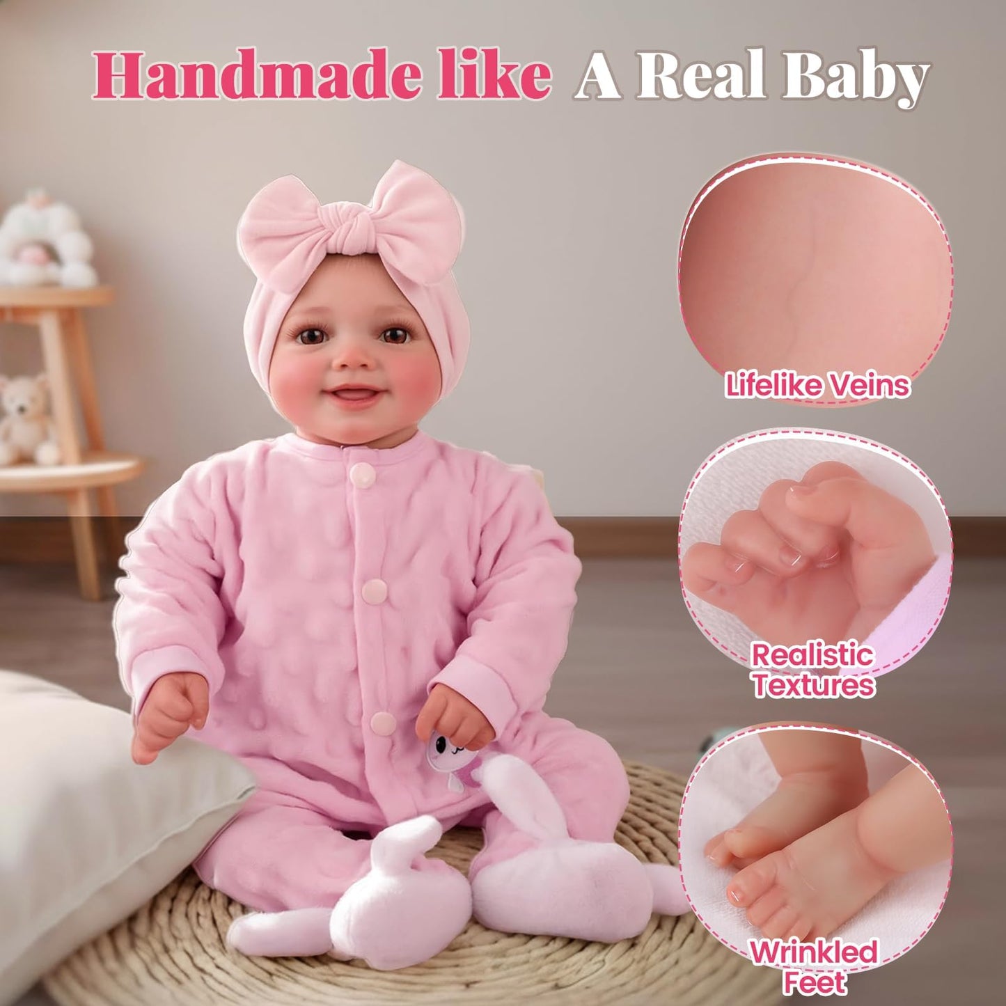 BABESIDE Sunny Reborn Baby Doll – 17-Inch Realistic Soft Vinyl, Poseable with Complete Accessories